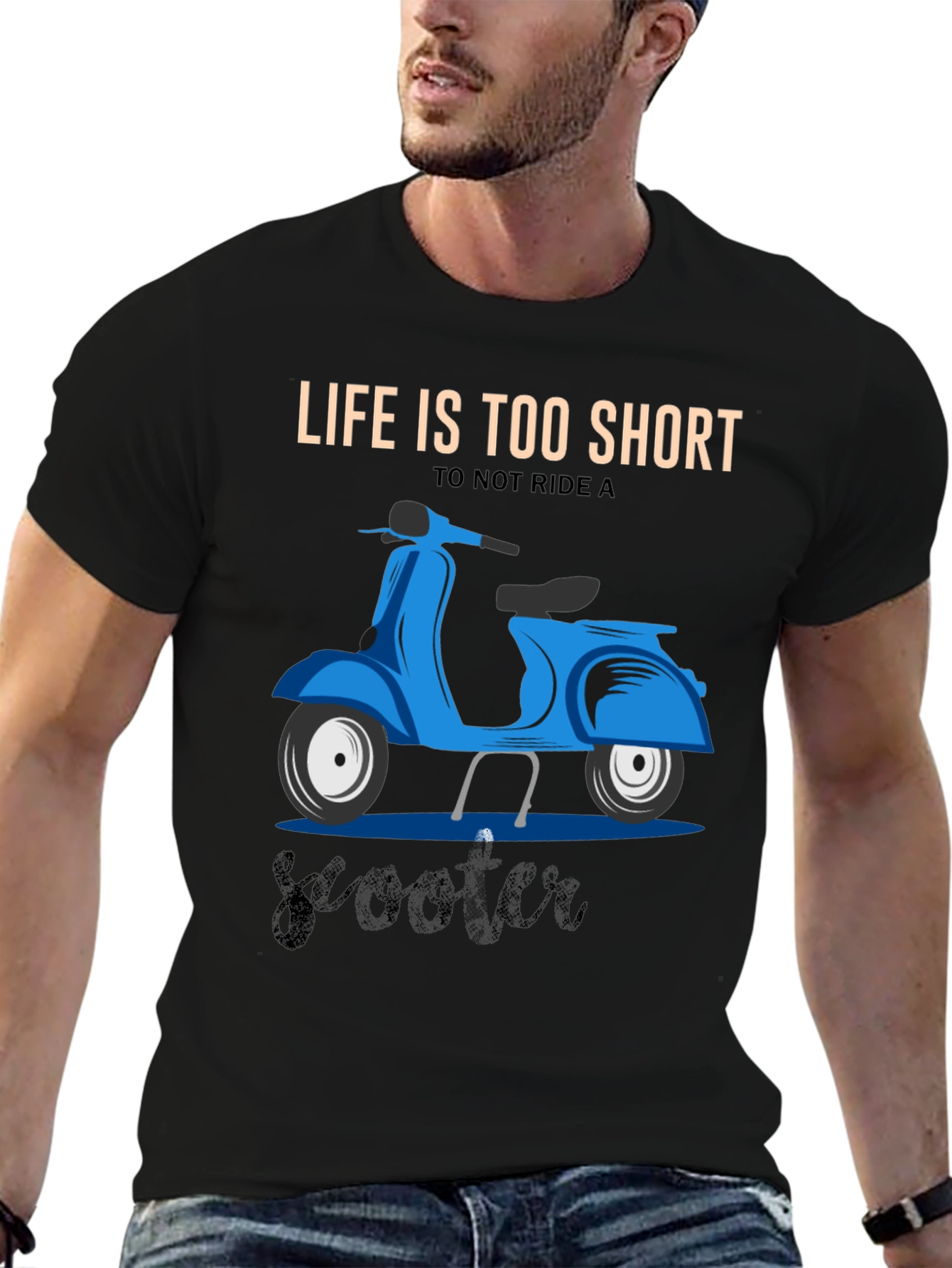 Black Life's Too Short Scooter T-Shirt view 6