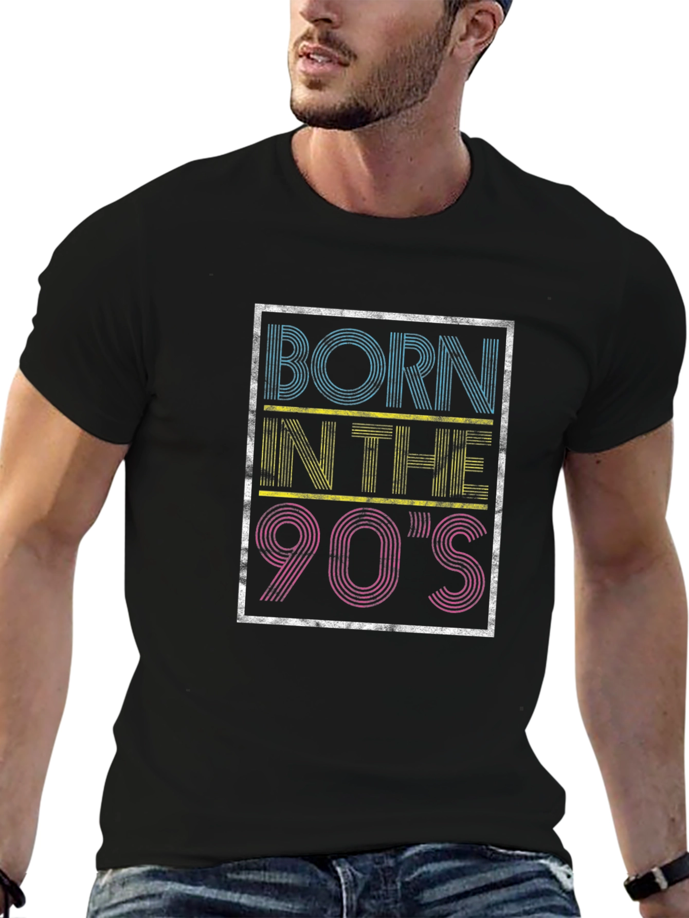 Black Born in the 90's Retro T-Shirt view 6