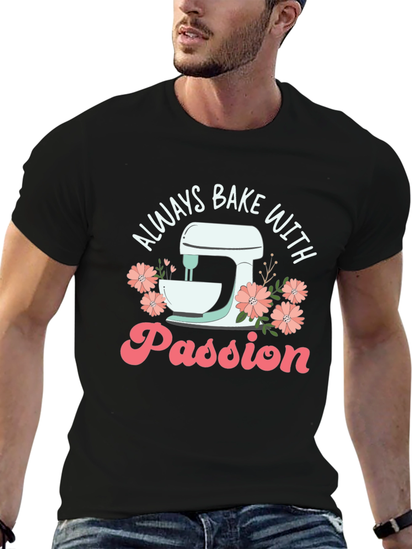 Black Always Bake with Passion Black Graphic Tee view 6