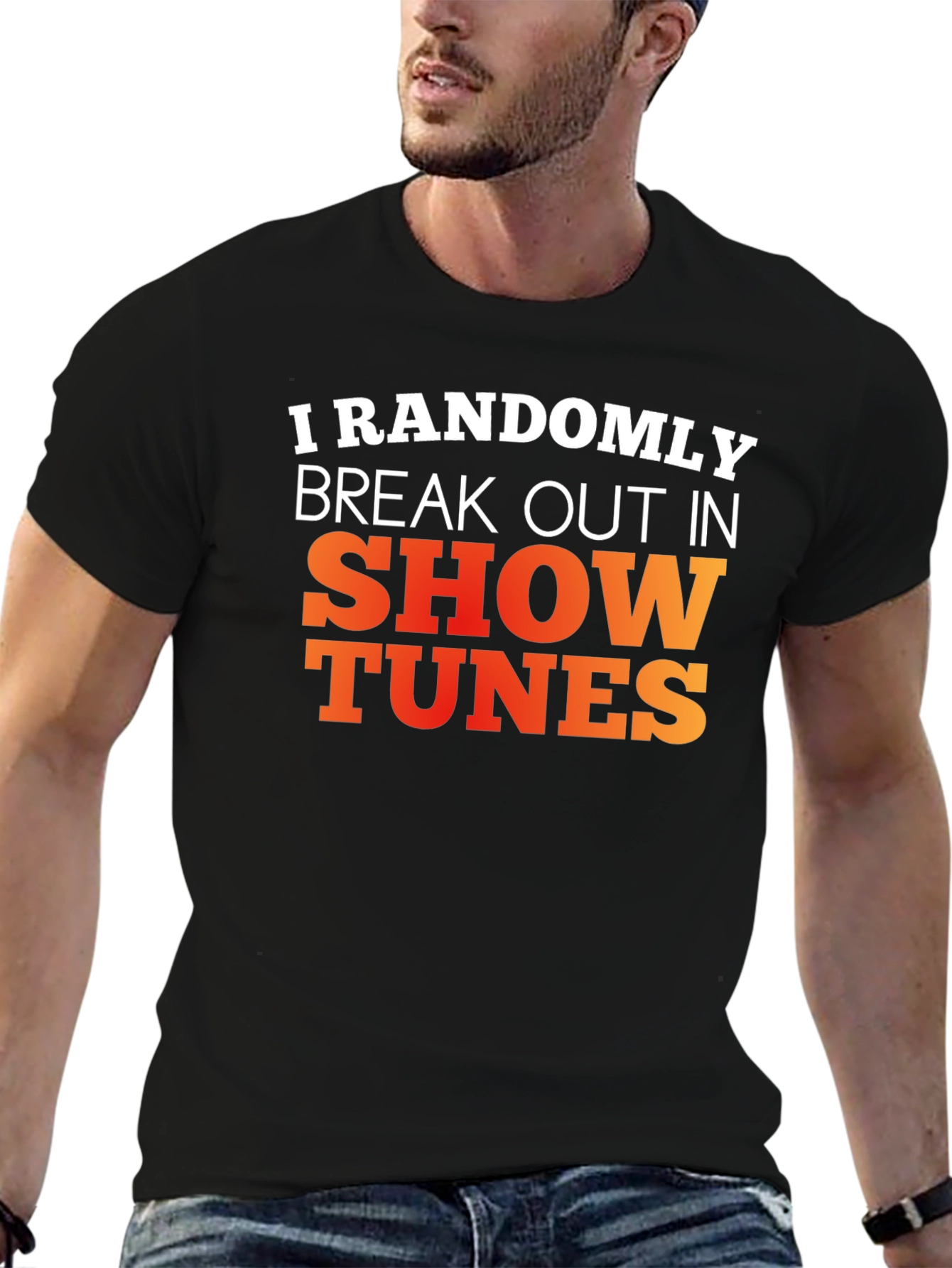 Black Randomly Break Out in Show Tunes Graphic Tee view 6