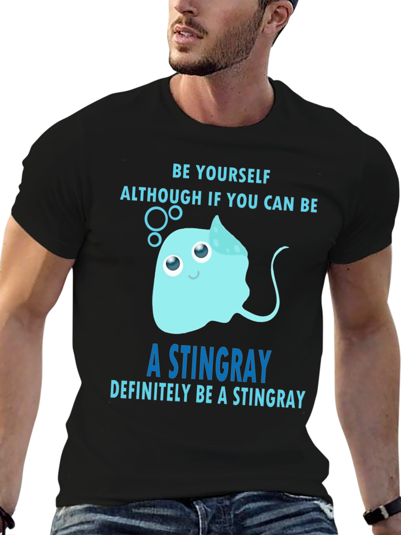 Black Funny Stingray T-Shirt - Be Yourself! view 6