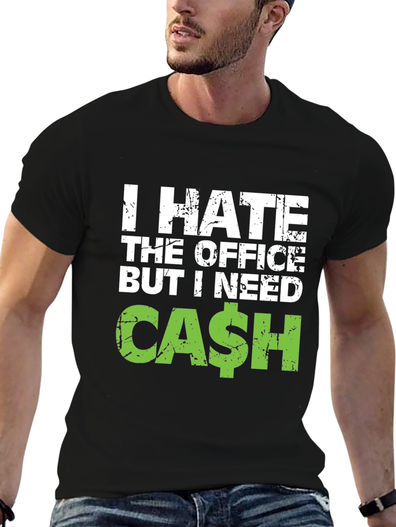 Black I Hate The Office But I Need Cash Black T-Shirt view 6