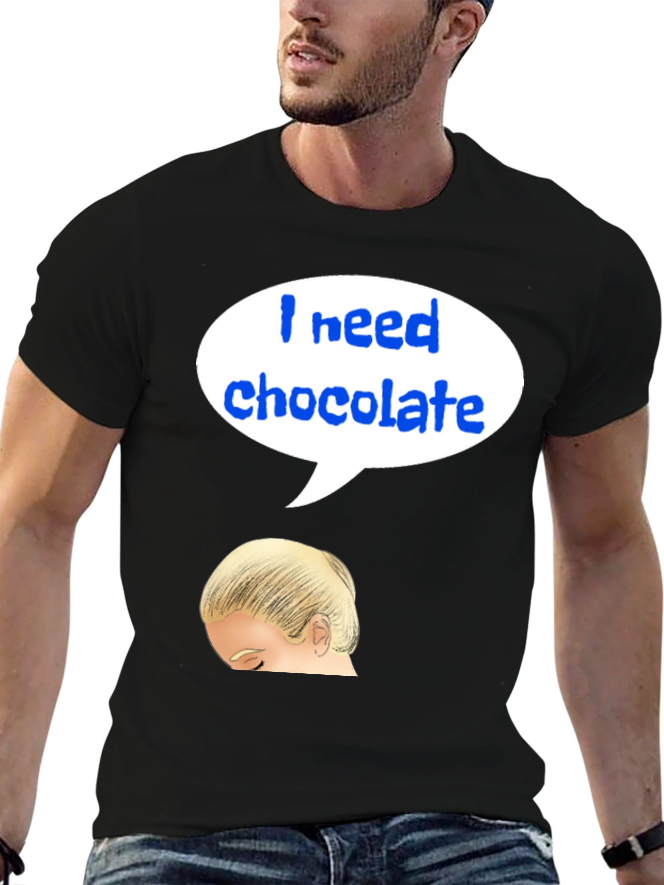 Black I Need Chocolate T-Shirt view 6