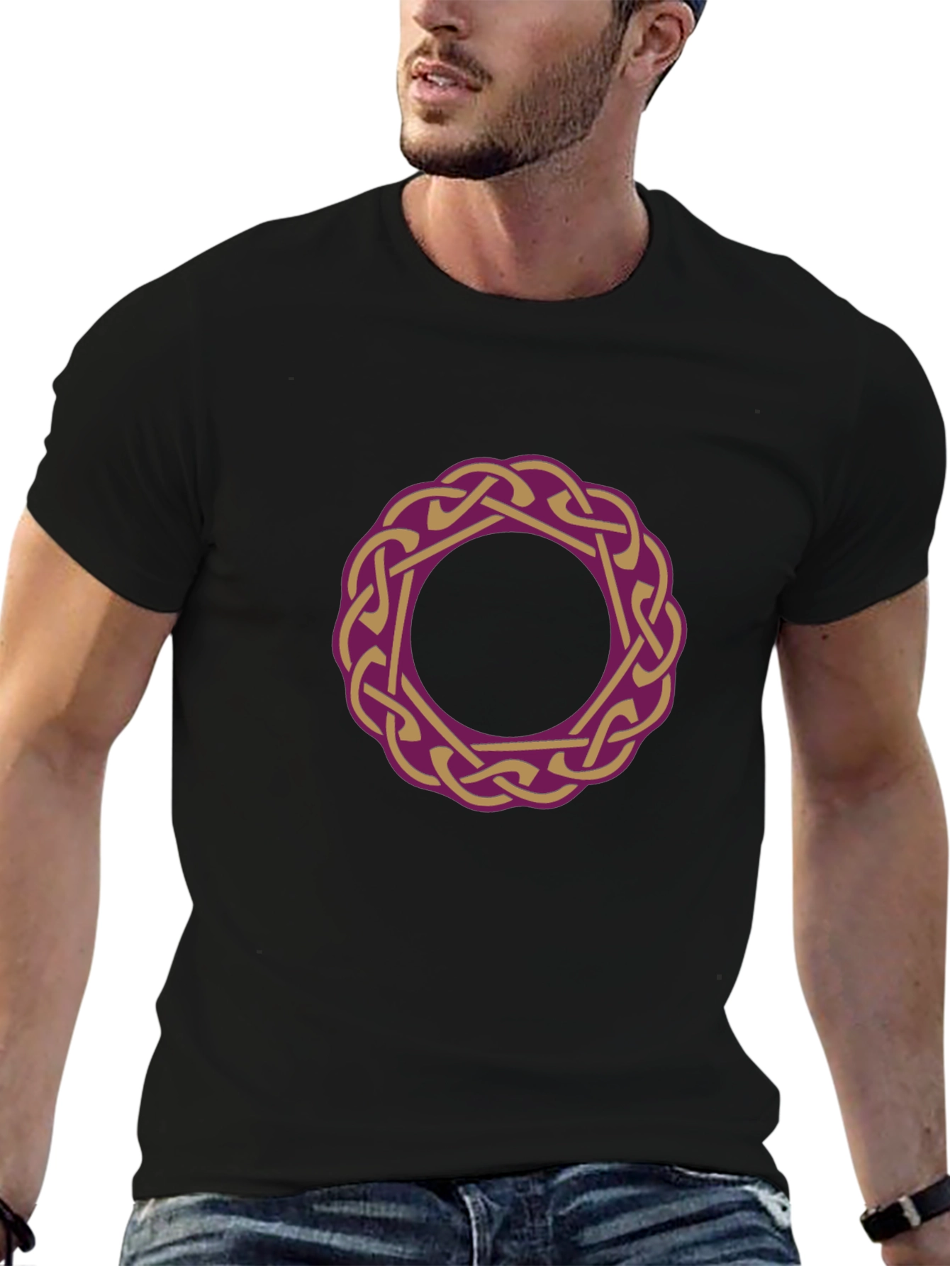 Black Celtic Knot Design Black T-Shirt view 6