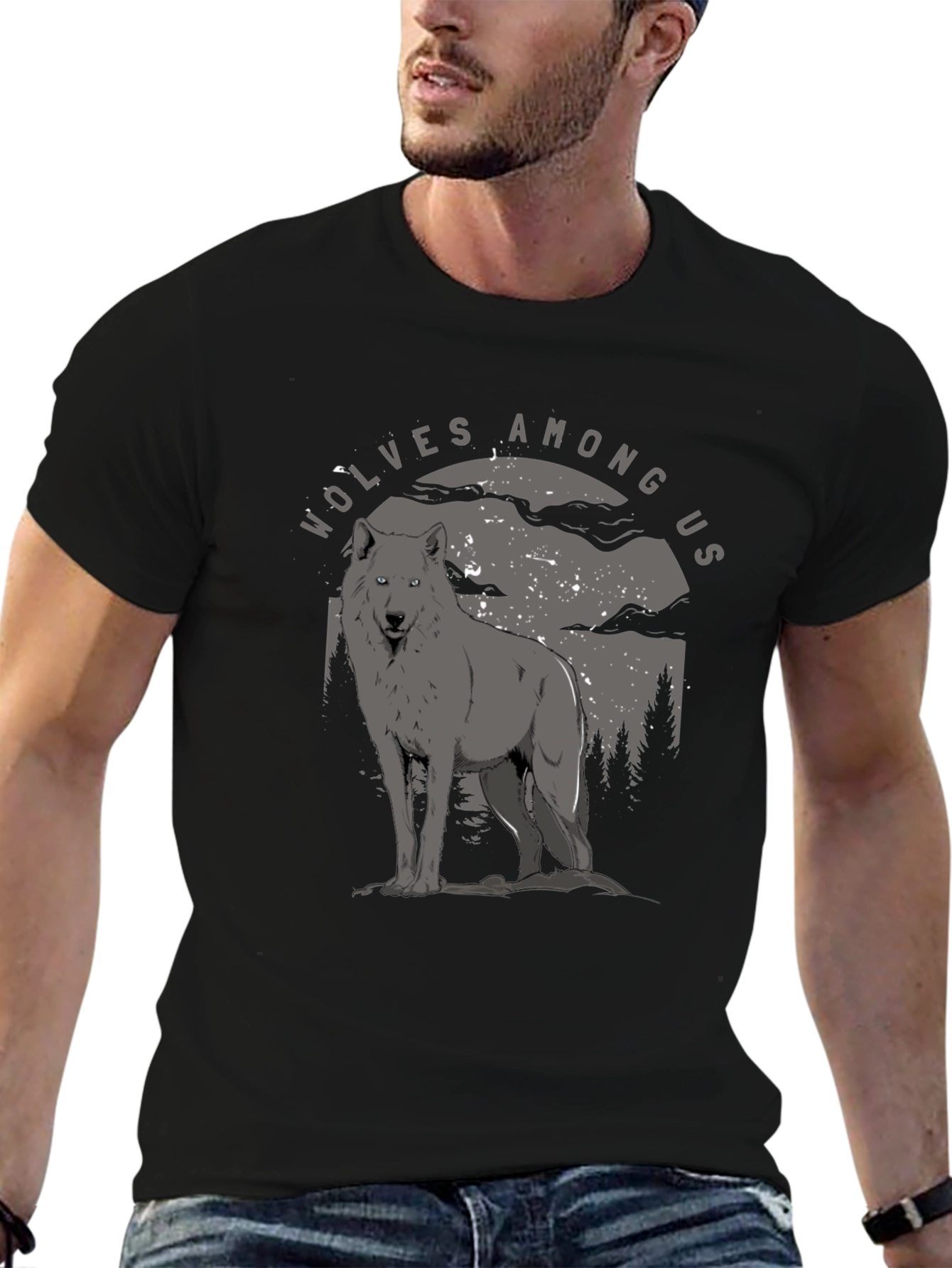 Black Wolves Among Us Graphic Tee - Midnight Howl T-Shirt view 6