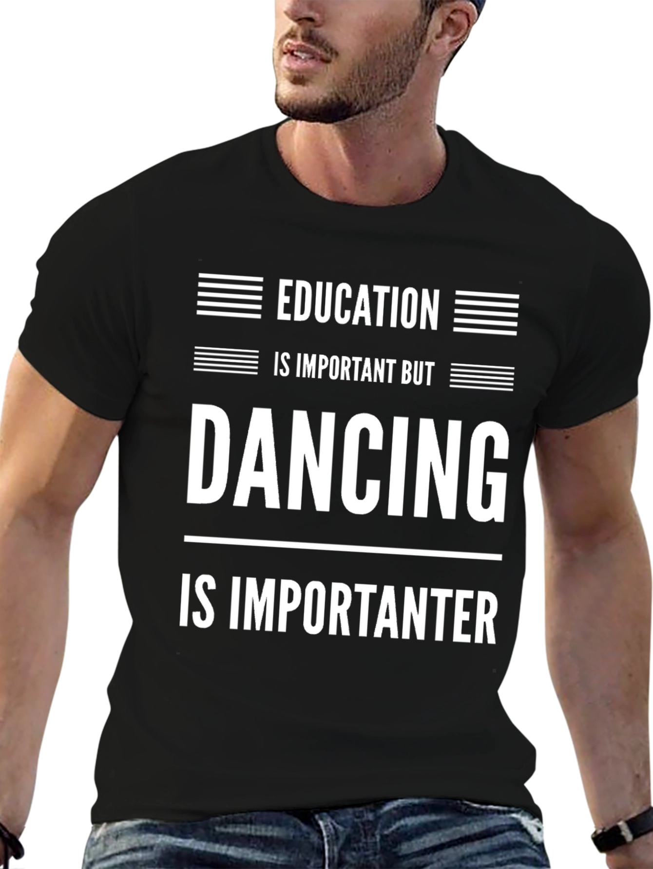 Black Funny Dancing T-Shirt: Education is Important But Dancing is Importanter view 6