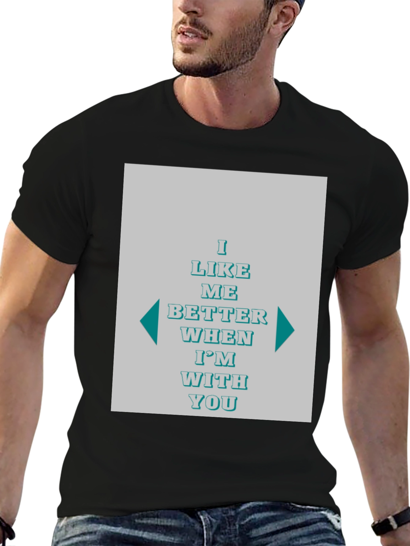 Black I Like Me Better Graphic Tee - Black Cotton T-Shirt view 6