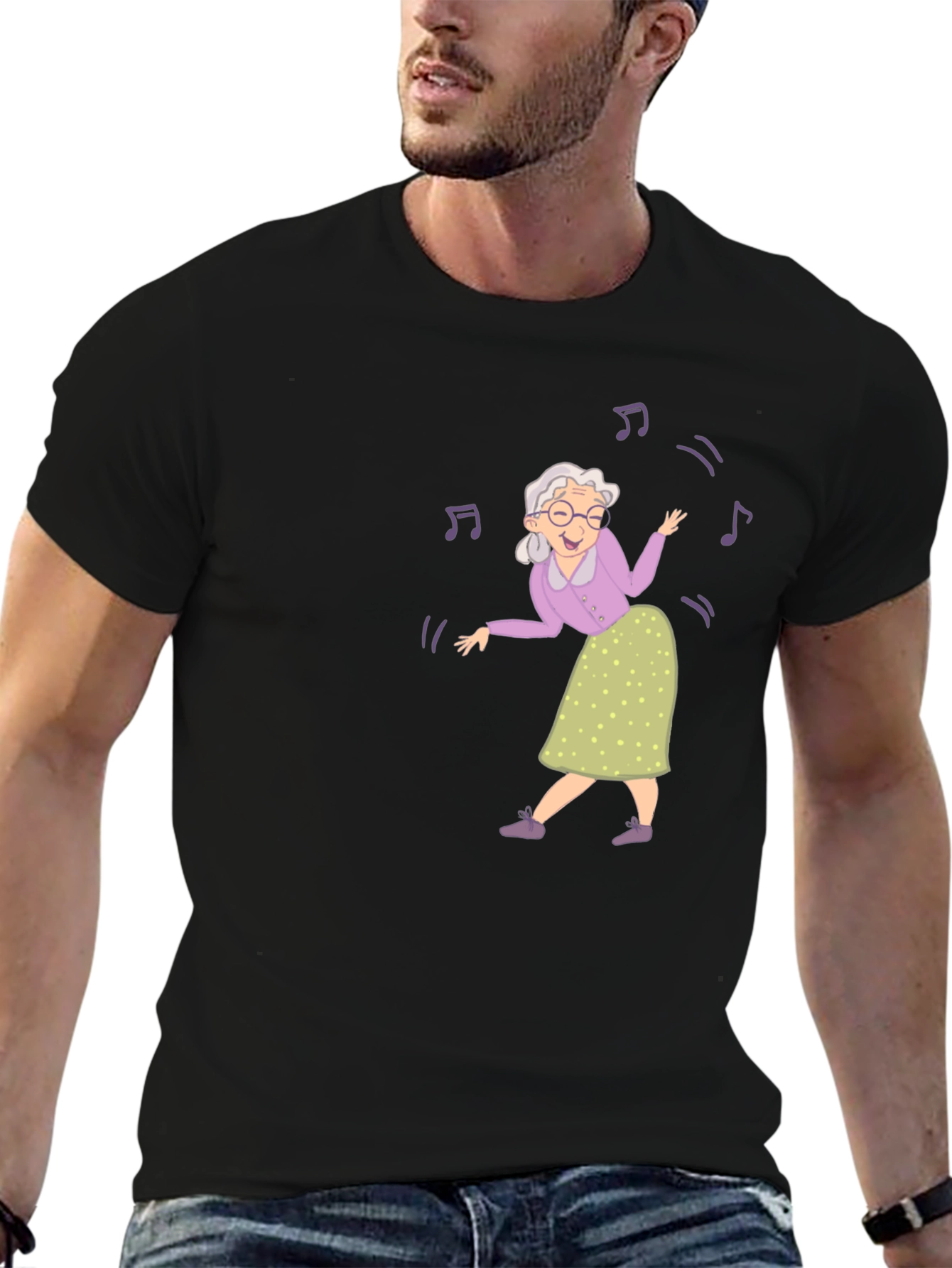 Black Dancing Grandma Black T-Shirt view 6