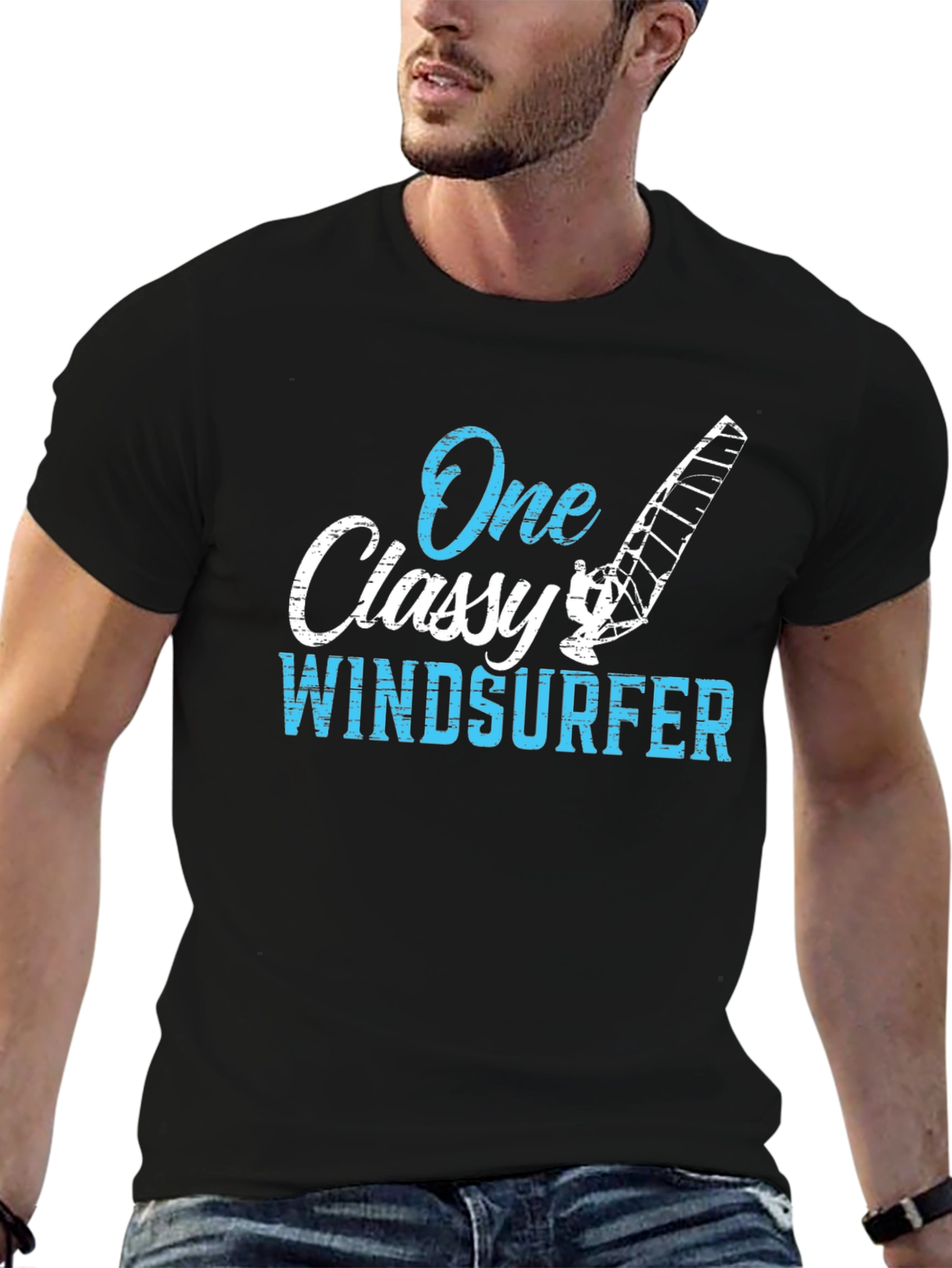 Black One Classy Windsurfer Black Graphic Tee view 6
