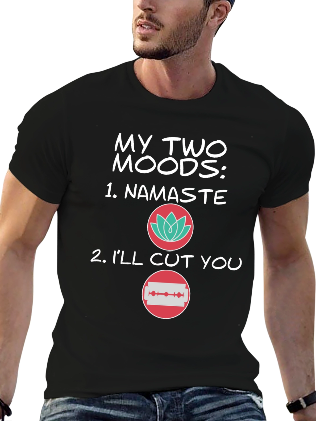 Black My Two Moods T-Shirt - Funny Graphic Tee view 6