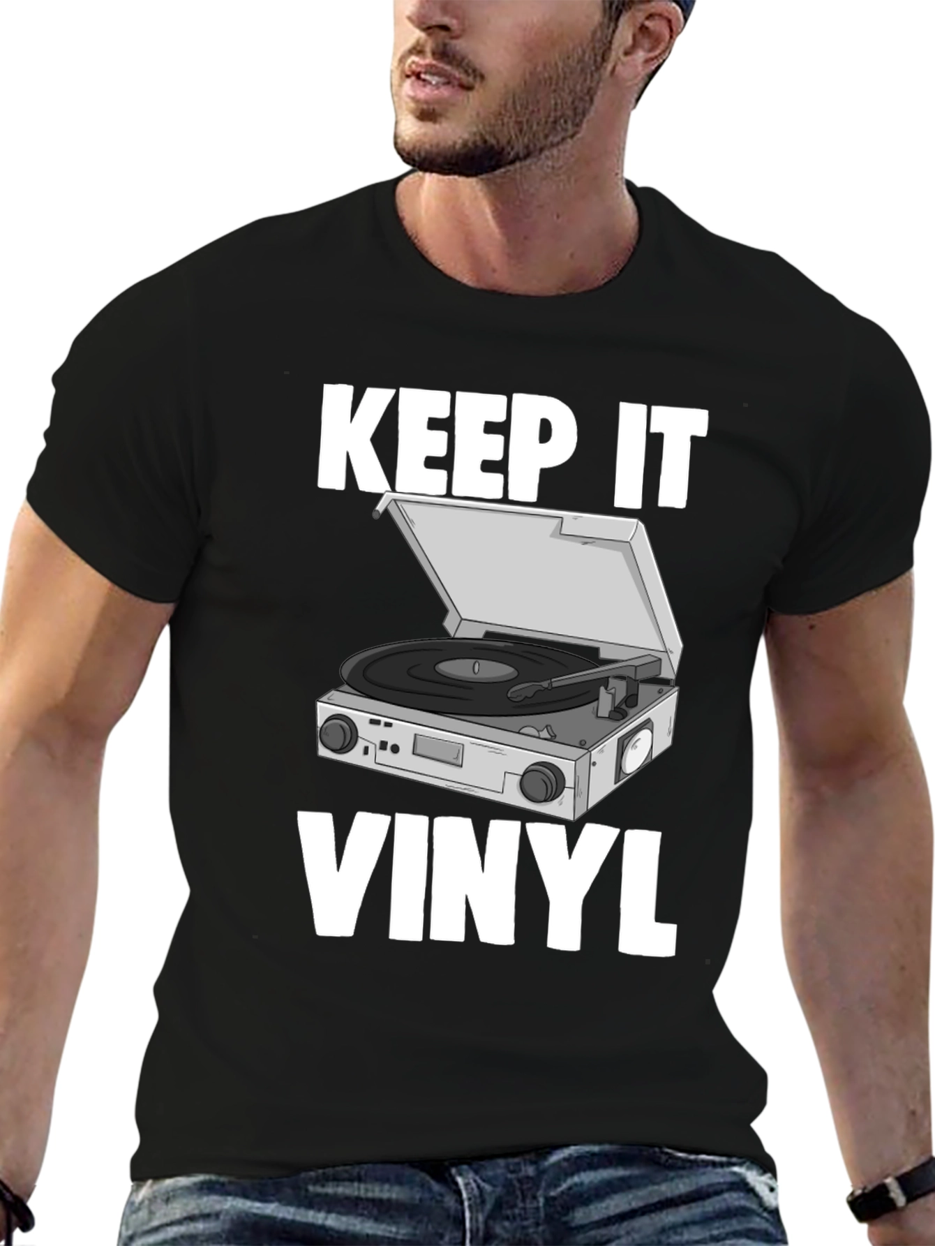 Black Keep It Vinyl T-Shirt - Retro Music Lover Tee view 6