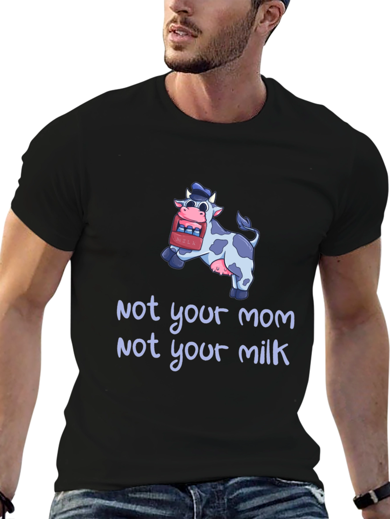 Black Not Your Mom, Not Your Milk Vegan T-Shirt view 6