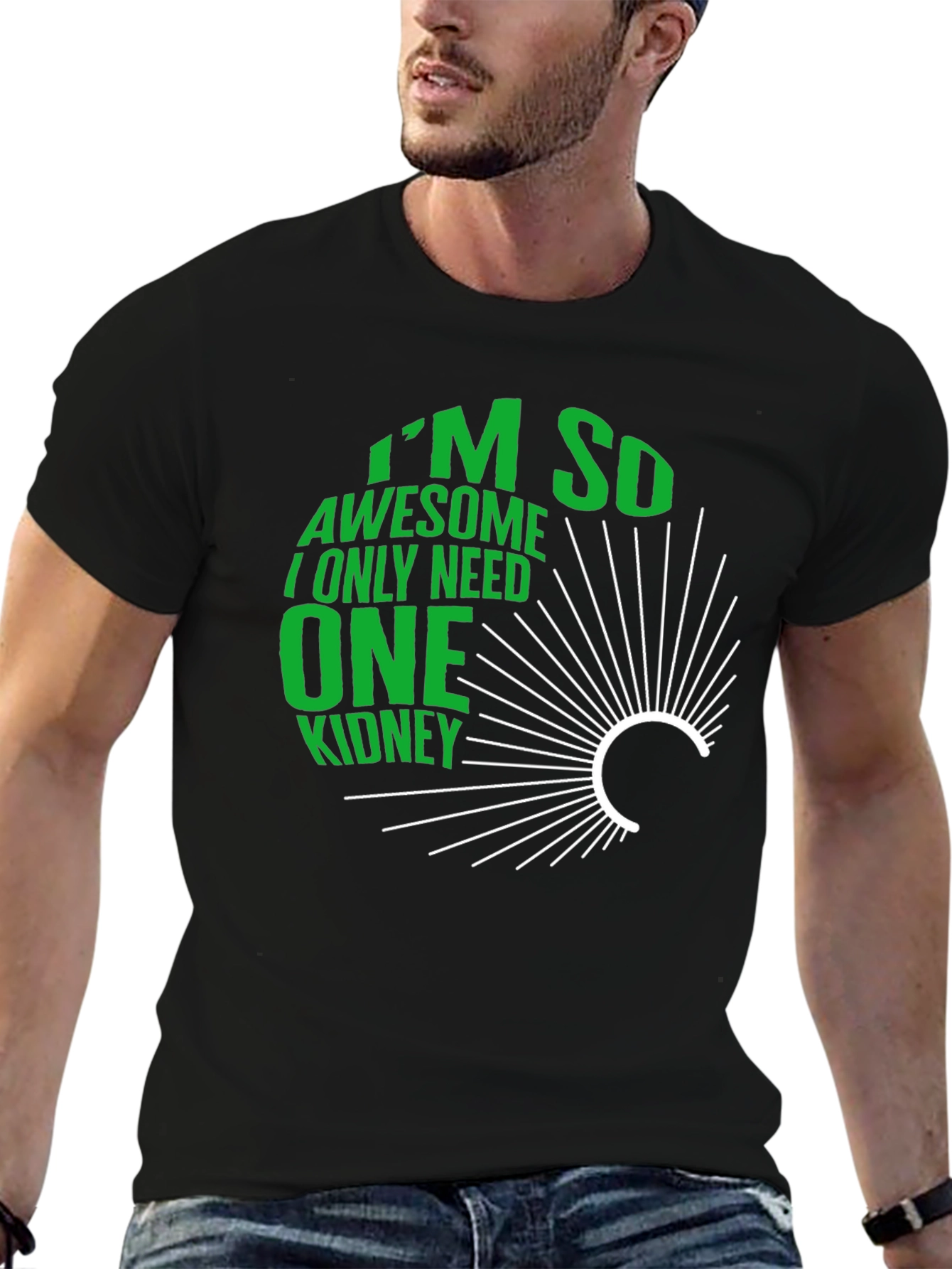 Black I'm So Awesome One Kidney T-Shirt view 6