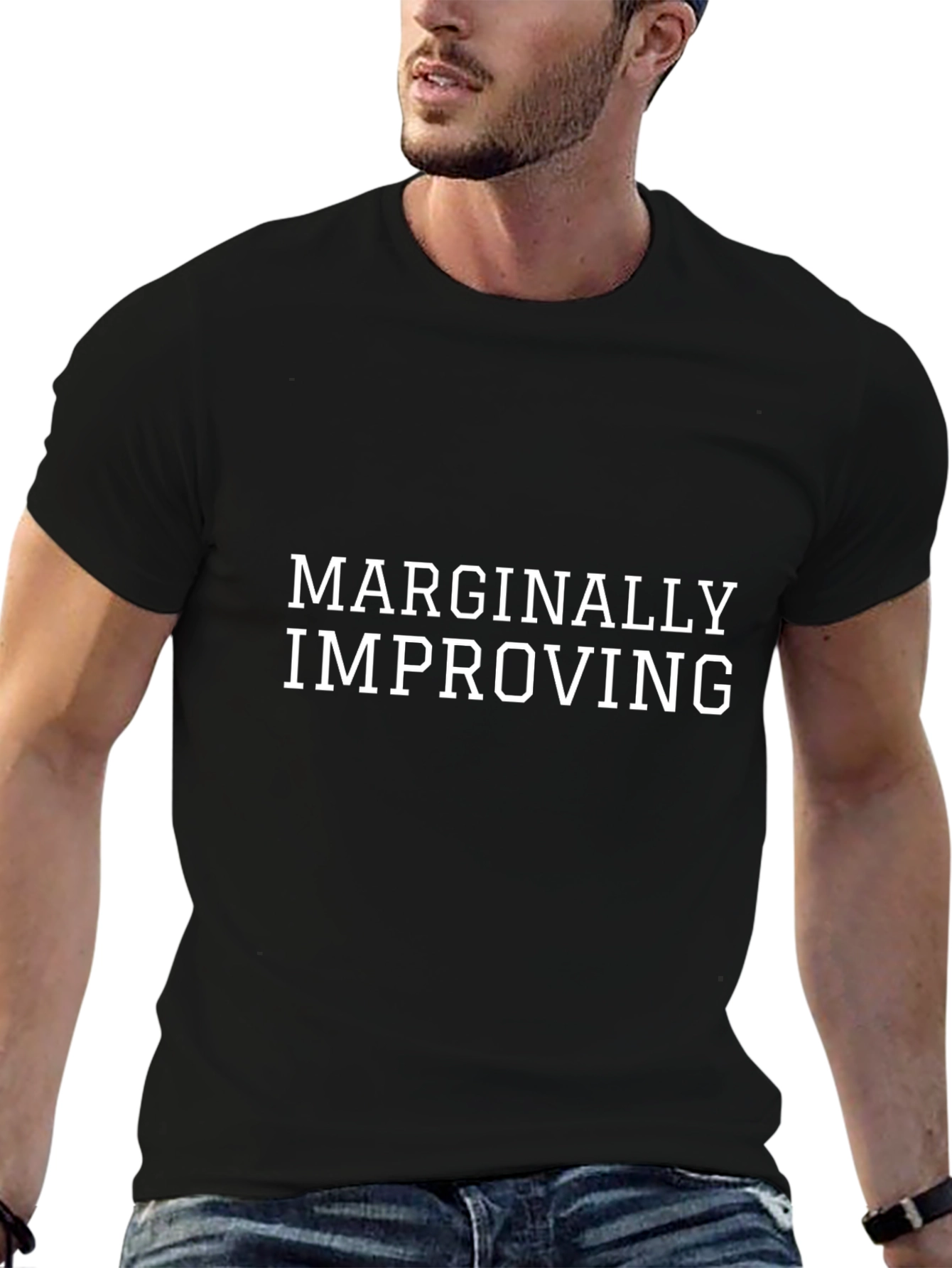 Black Marginally Improving Graphic Tee - Black view 6