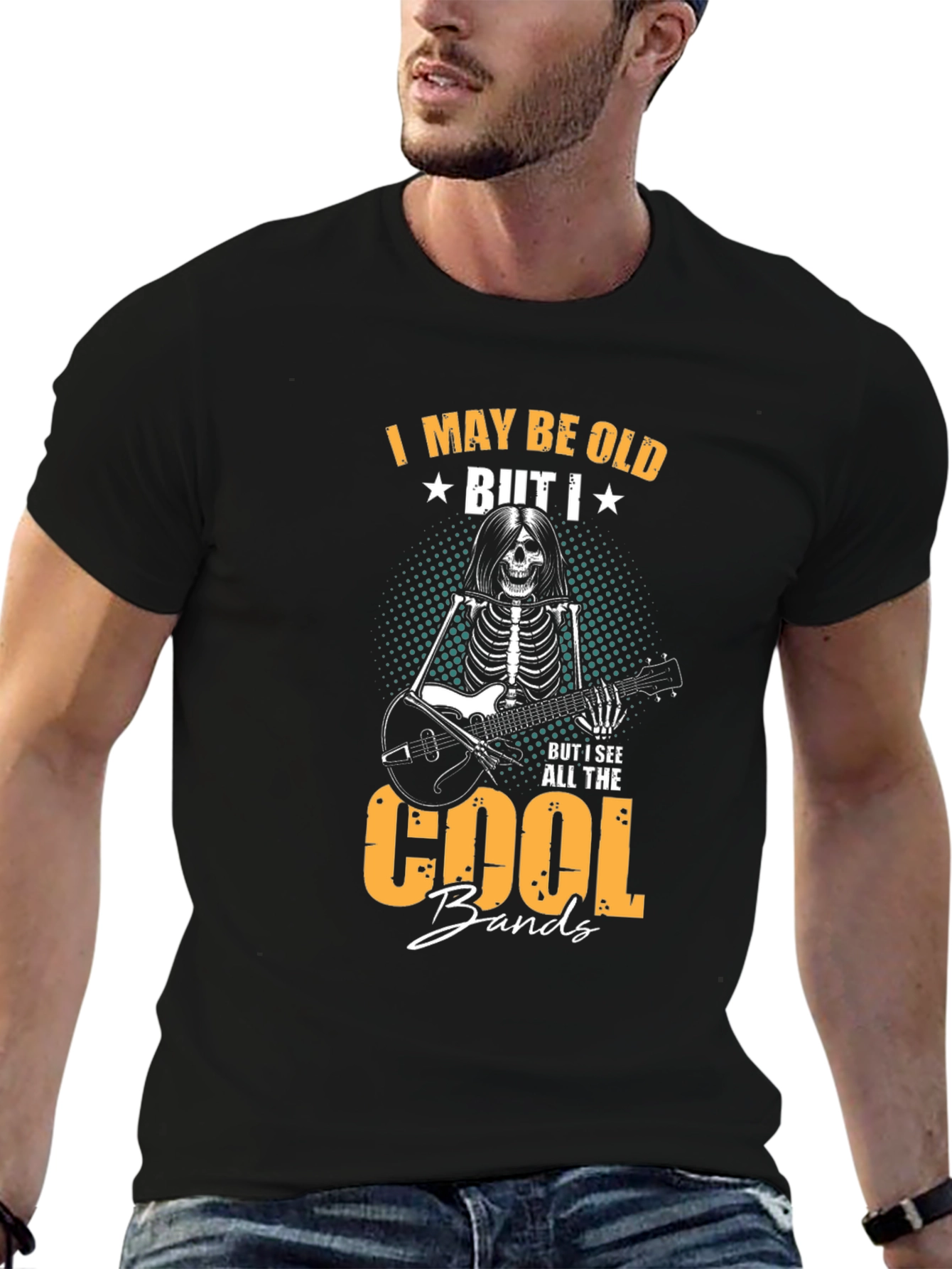 Black I May Be Old But I See All the Cool Bands T-Shirt view 6