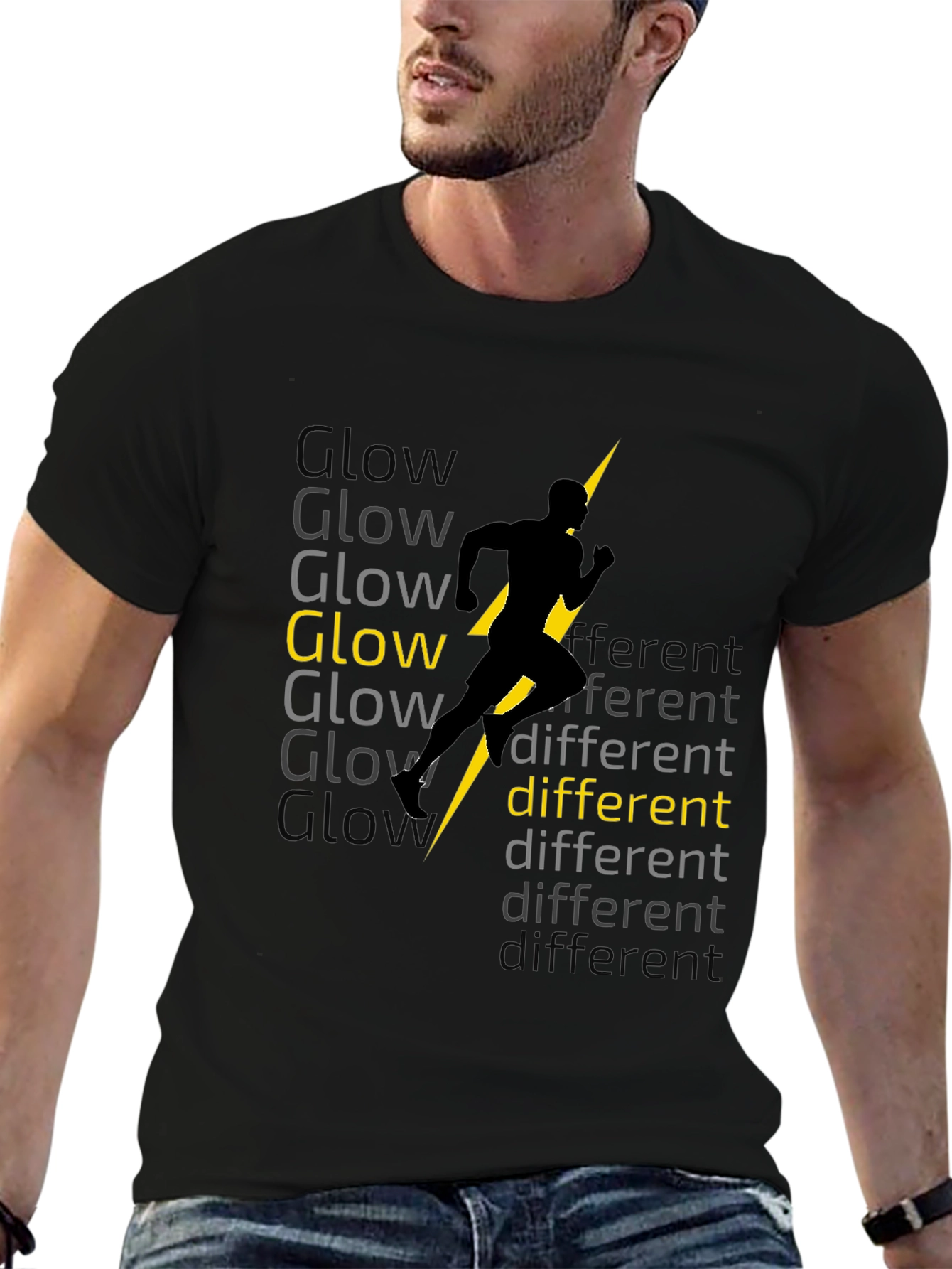 Black Glow Different Graphic Tee view 6