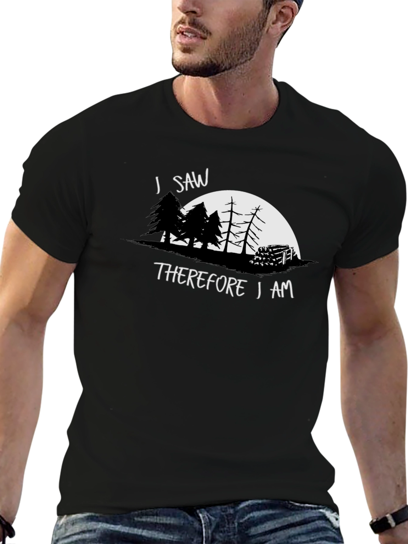 Black I Saw Therefore I Am Graphic T-Shirt view 6