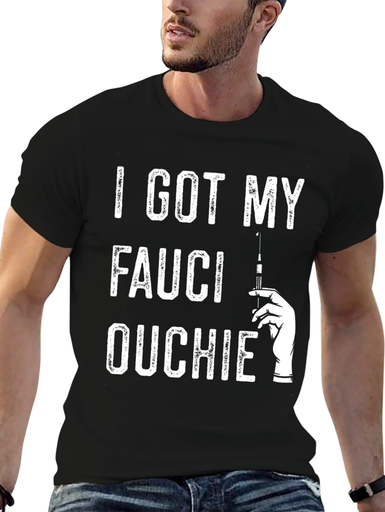 Black I Got My Fauci Ouchie T-Shirt view 6