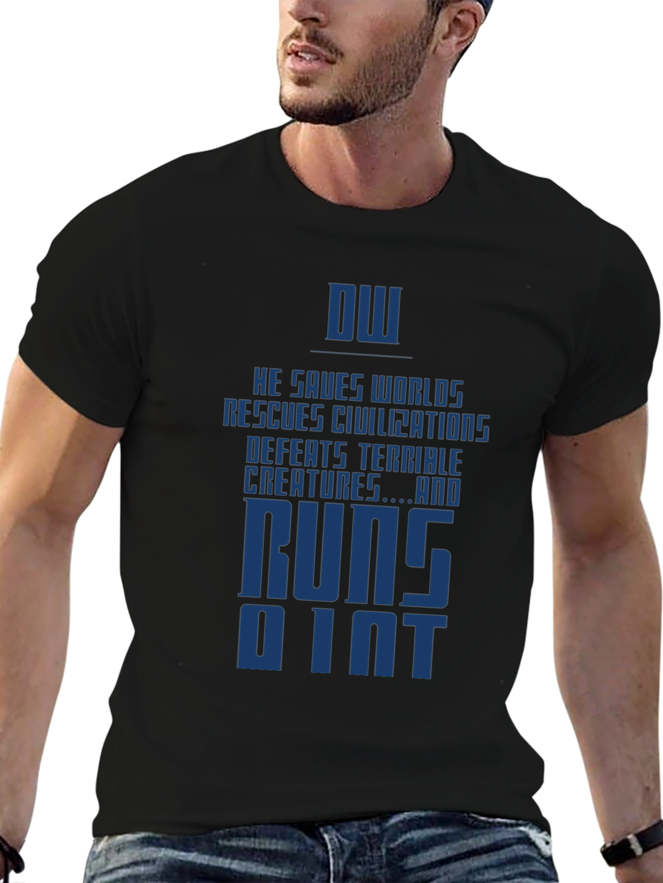 Black Humorous DW Quote Graphic T-Shirt view 6