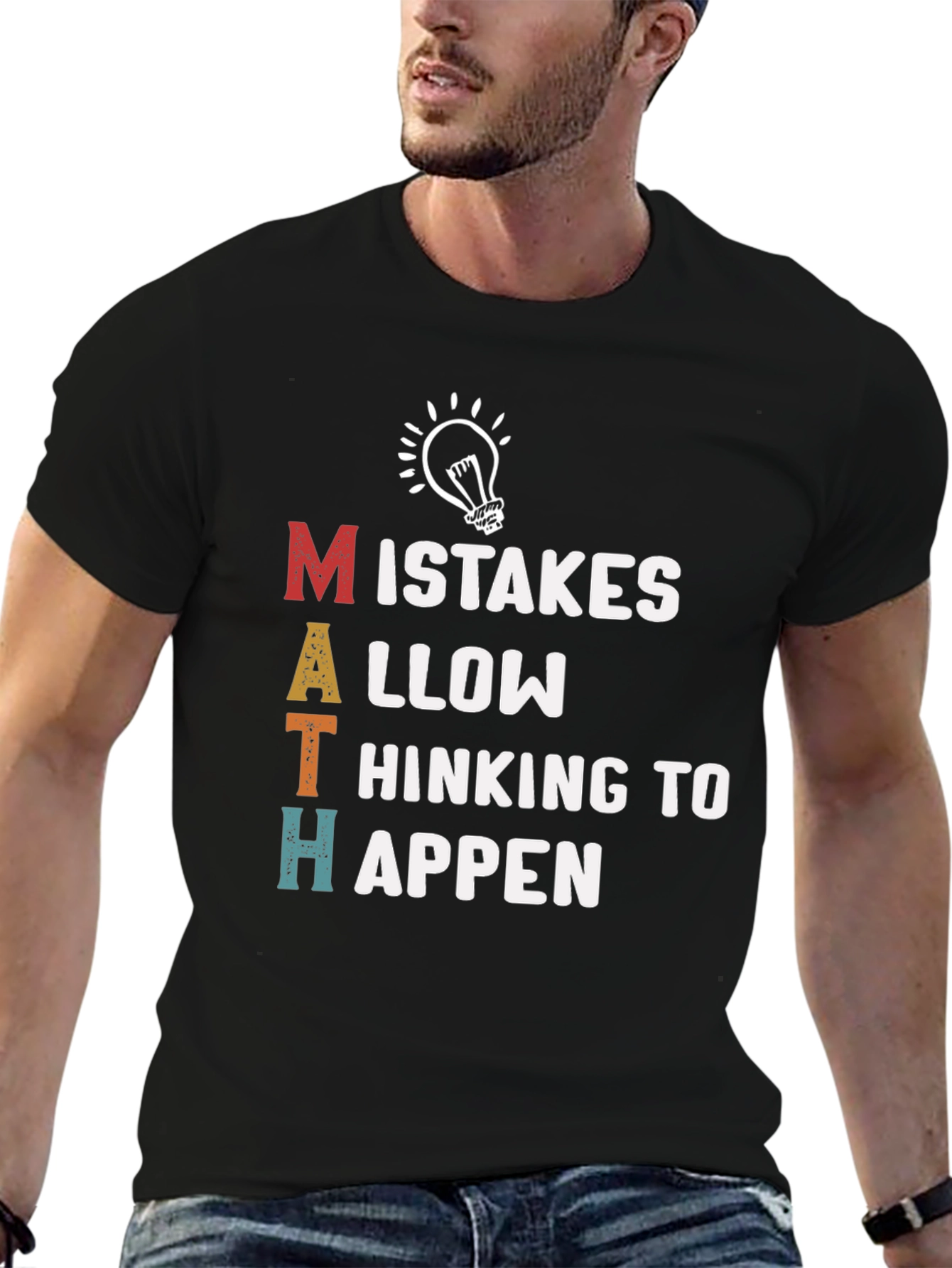 Black Math Mistakes T-Shirt - Thinking to Happen Tee view 6