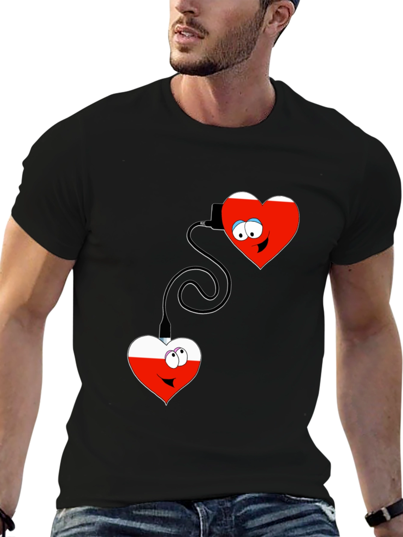 Black Connected Hearts Graphic T-Shirt view 6