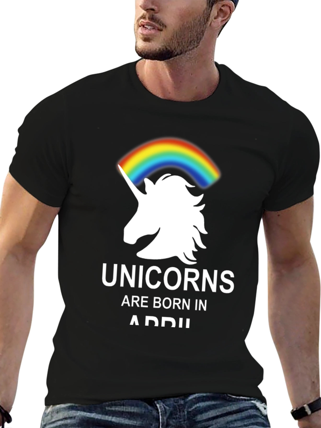 Black Unicorns Are Born in April T-Shirt view 6