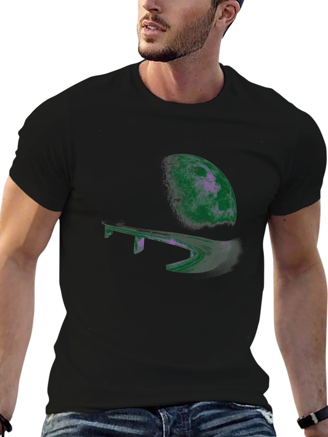Abstract Moon Bridge Graphic T-Shirt - 6