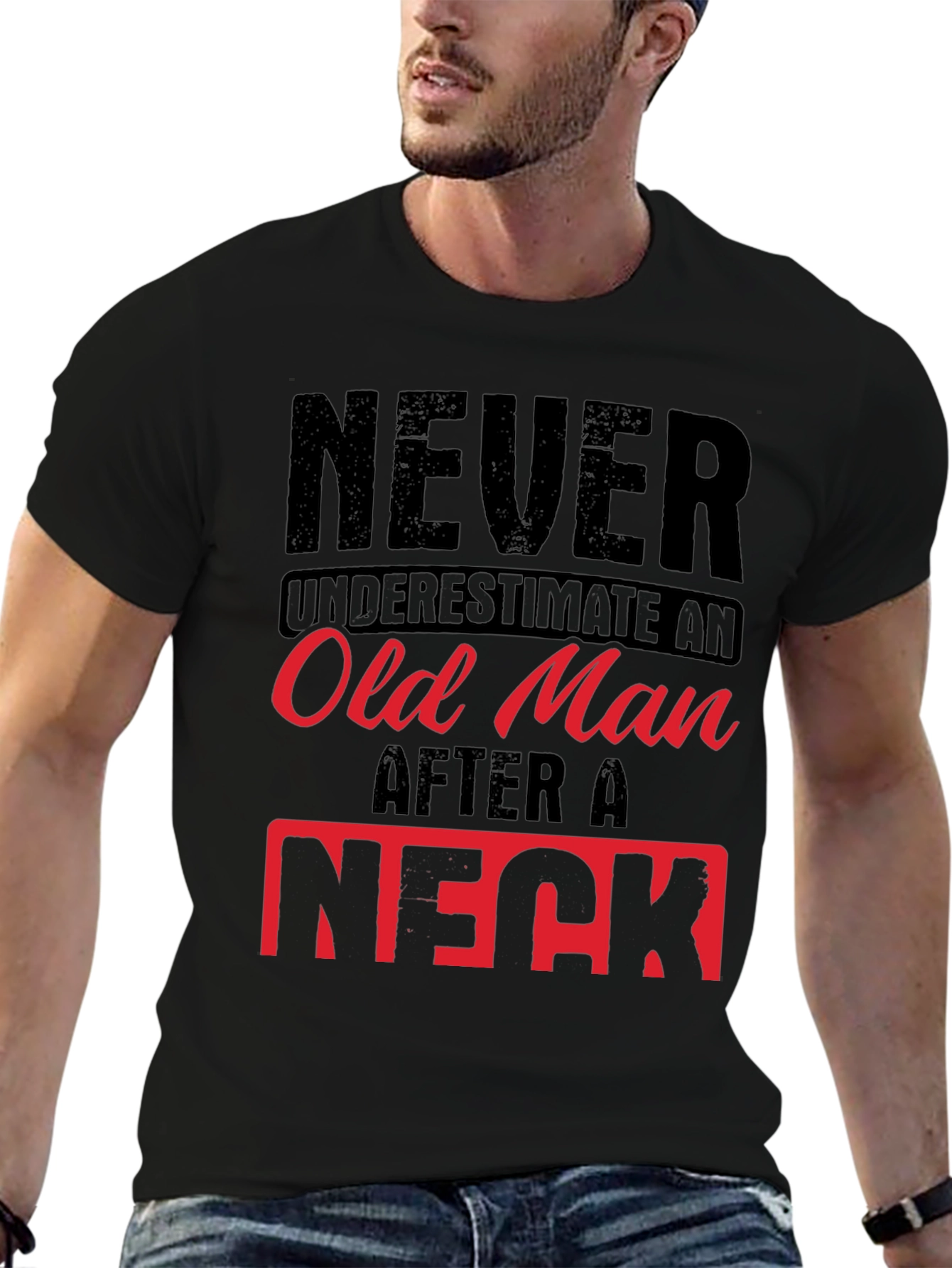 Black Never Underestimate Old Man Humor Graphic Tee view 6