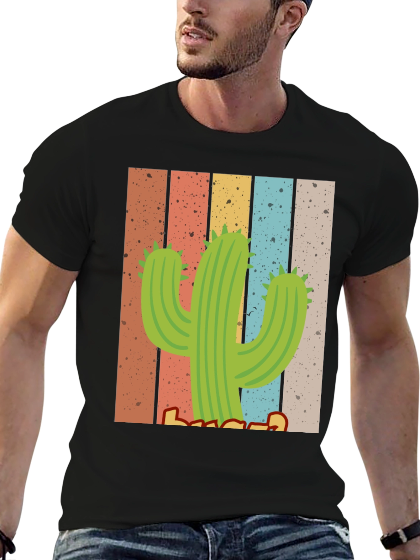 Black Retro Cactus T-Shirt - Desert Vibes view 6