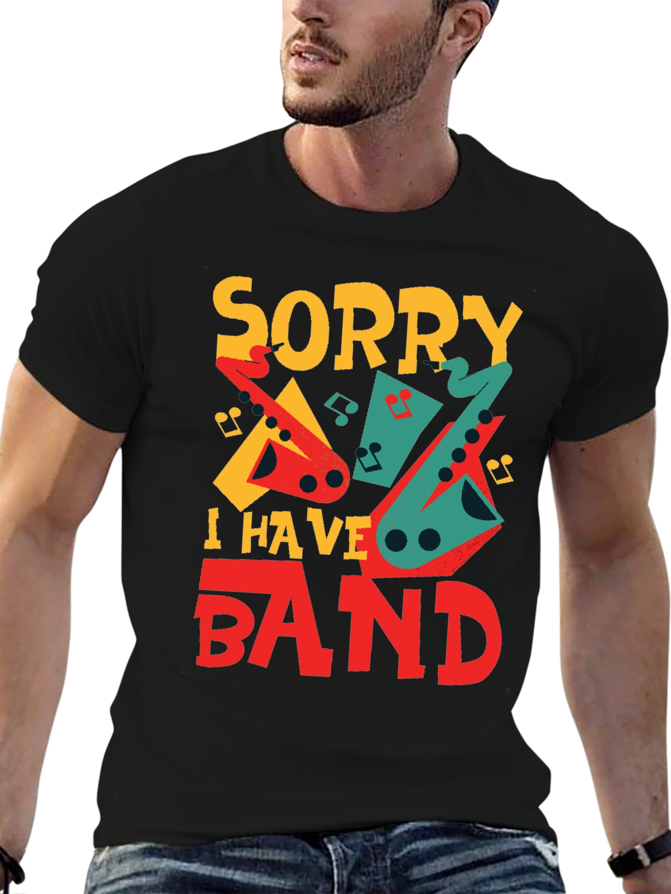 Black Sorry I Have Band Funny Musician T-Shirt view 6
