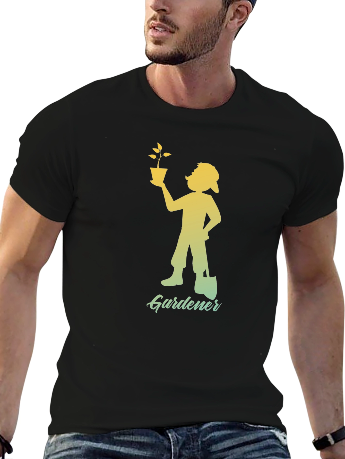 Black Gardener Graphic T-Shirt - Black Cotton Blend view 6
