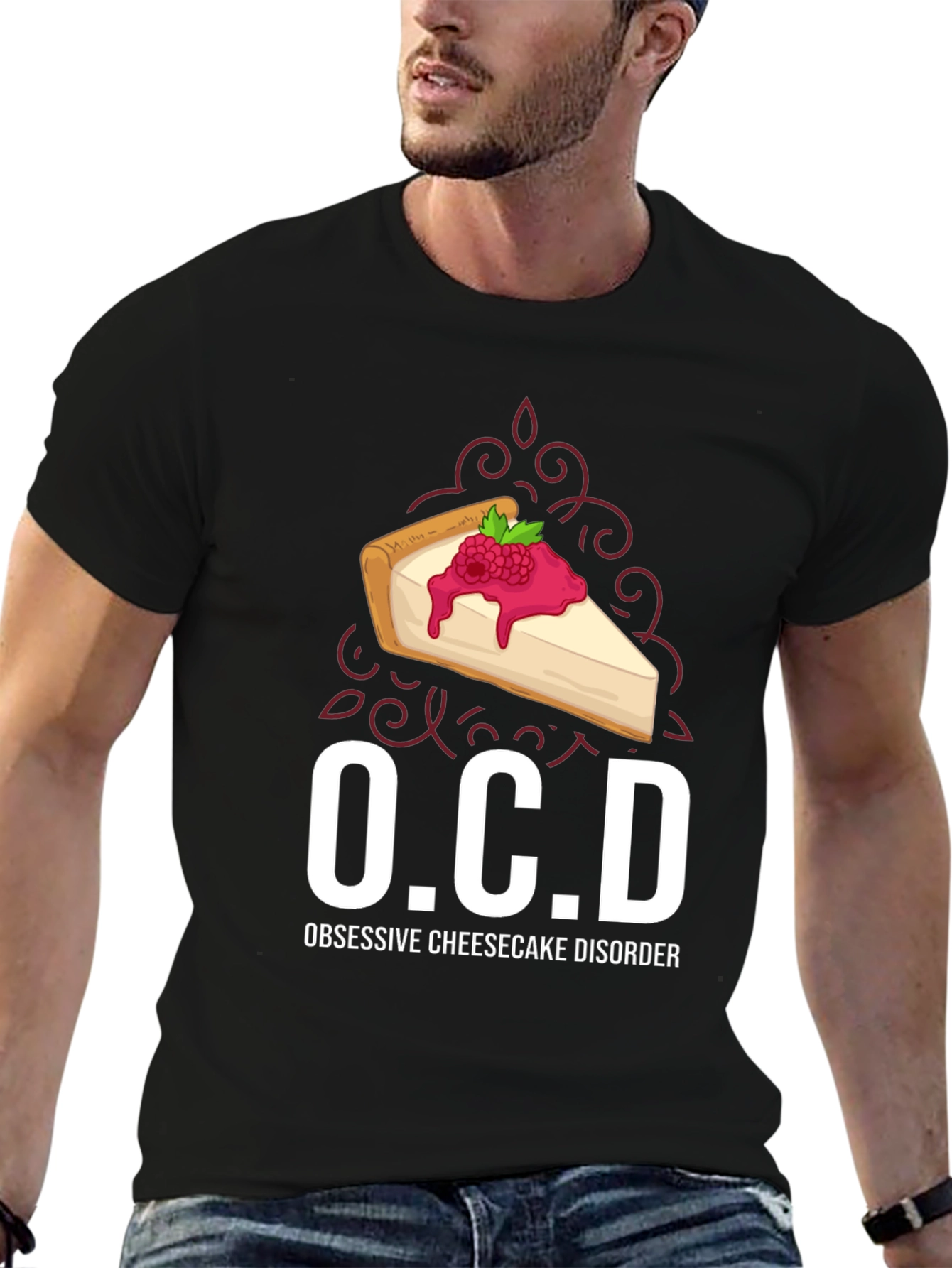 Black OCD Obsessive Cheesecake Disorder Graphic Tee view 6