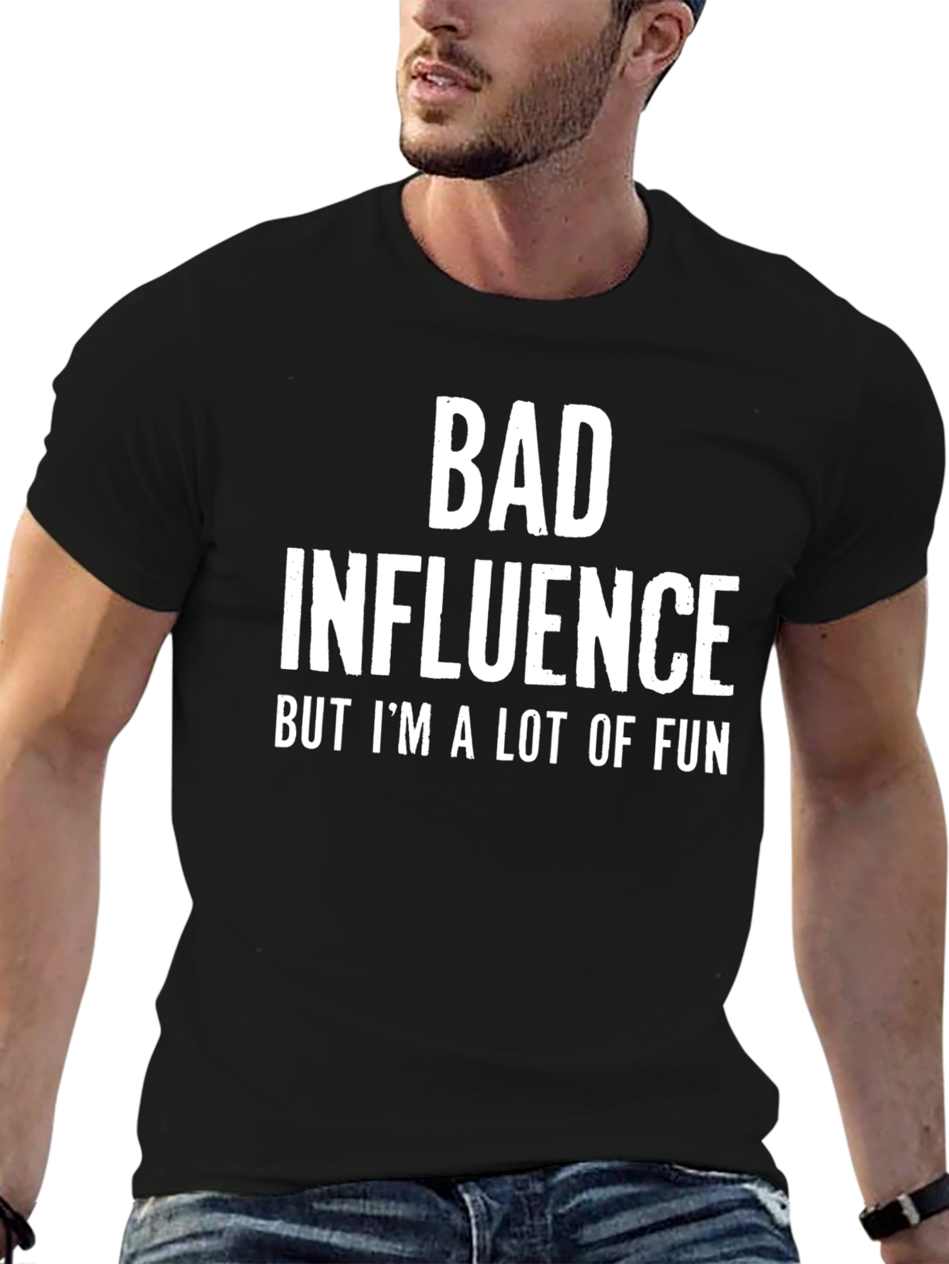 Black Bad Influence Fun T-Shirt view 6