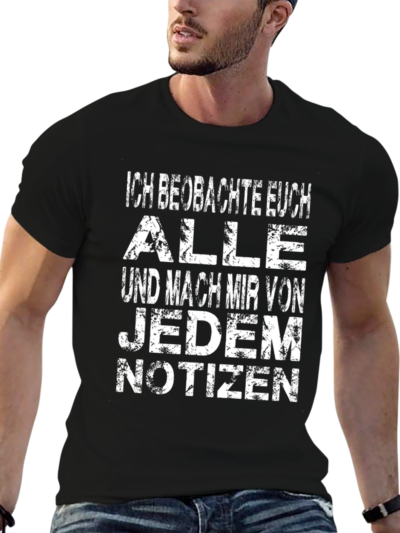 Black Ich Beobachte Euch Men's Graphic T-Shirt view 6