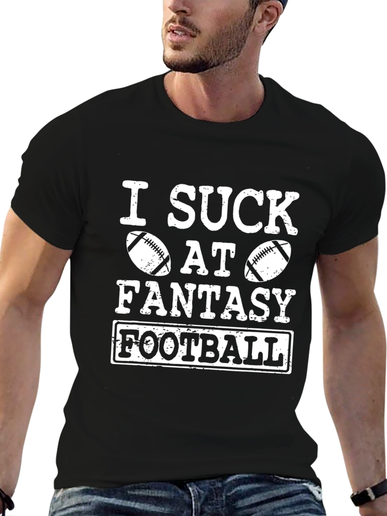 Black I Suck At Fantasy Football Black Graphic Tee view 6