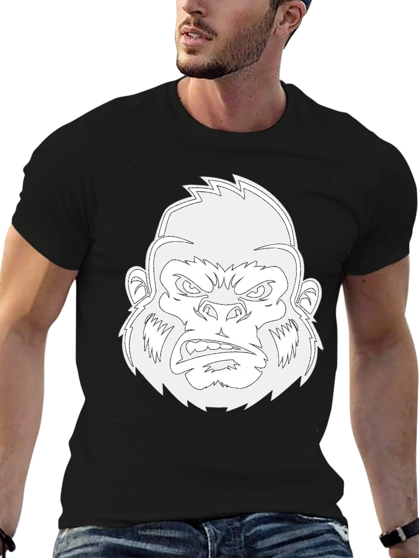 Black Gorilla Graphic Black T-Shirt for Men view 6