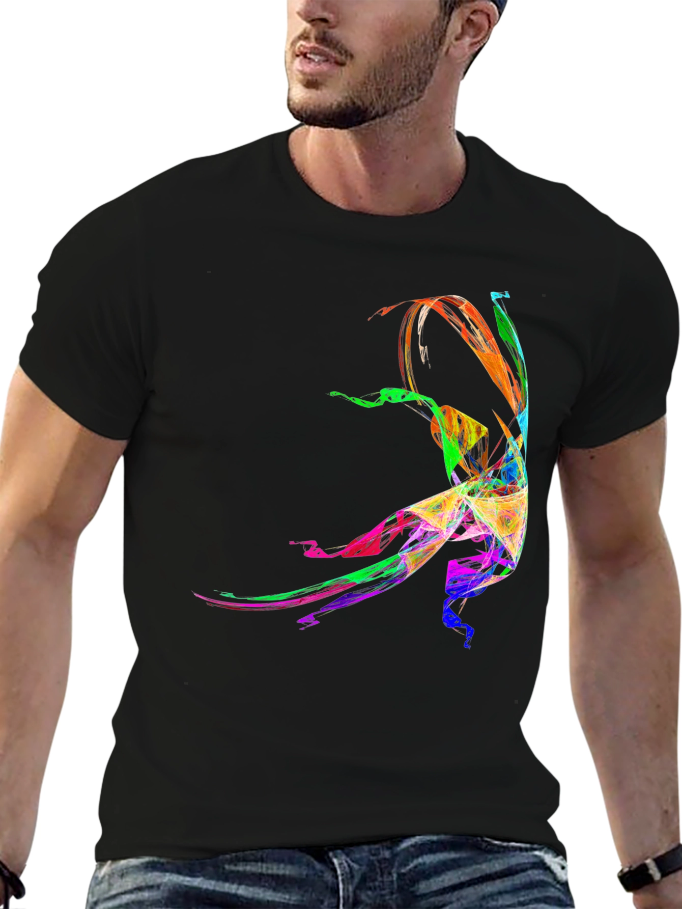 Black Colorful Abstract Dancer Graphic Tee view 6