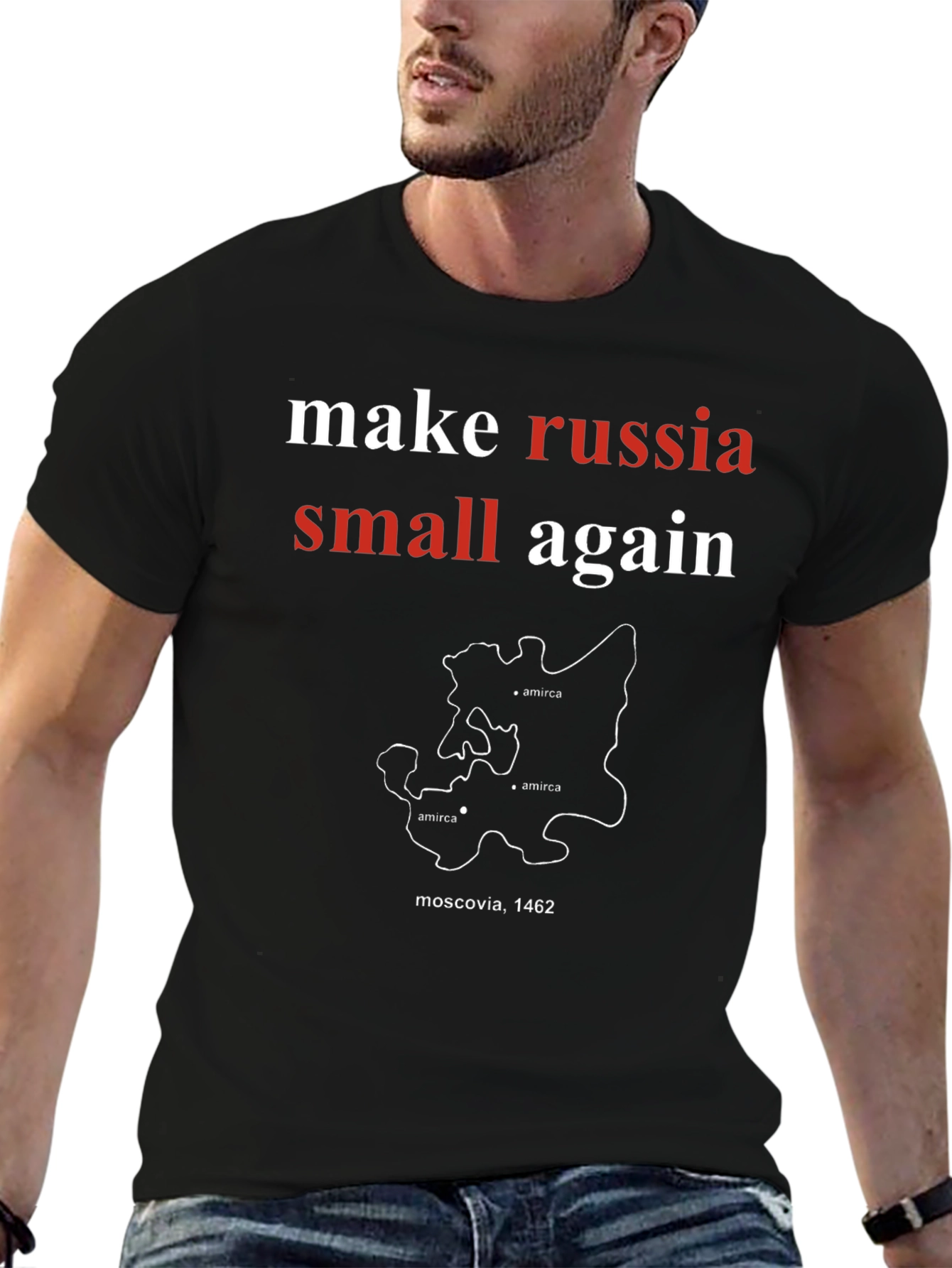 Black Make Russia Small Again T-Shirt - Black Cotton Tee view 6