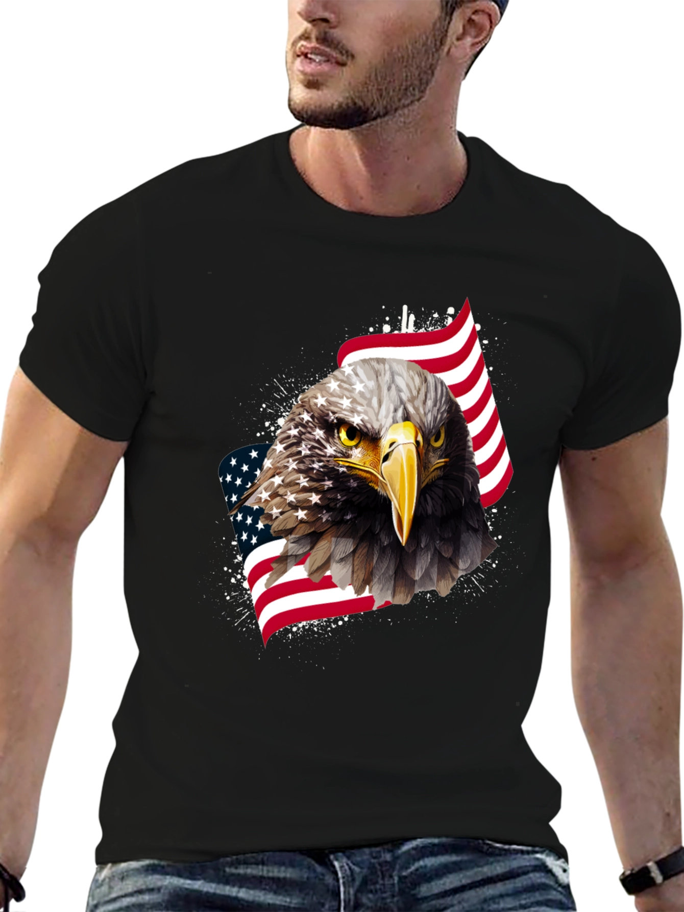 Black American Eagle Graphic Tee - Patriotic Style view 6