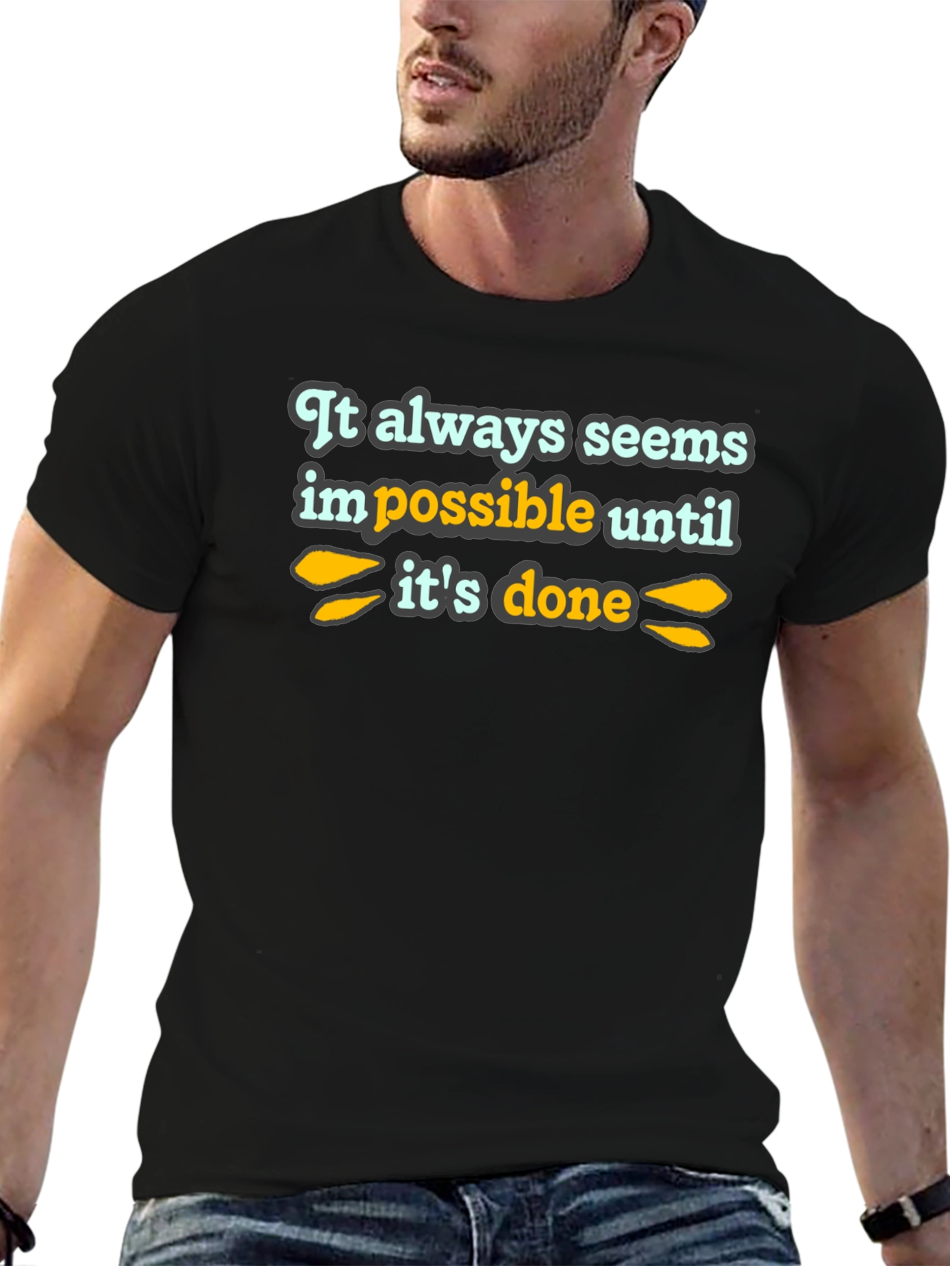 Black Inspirational Quote T-Shirt - Black view 6