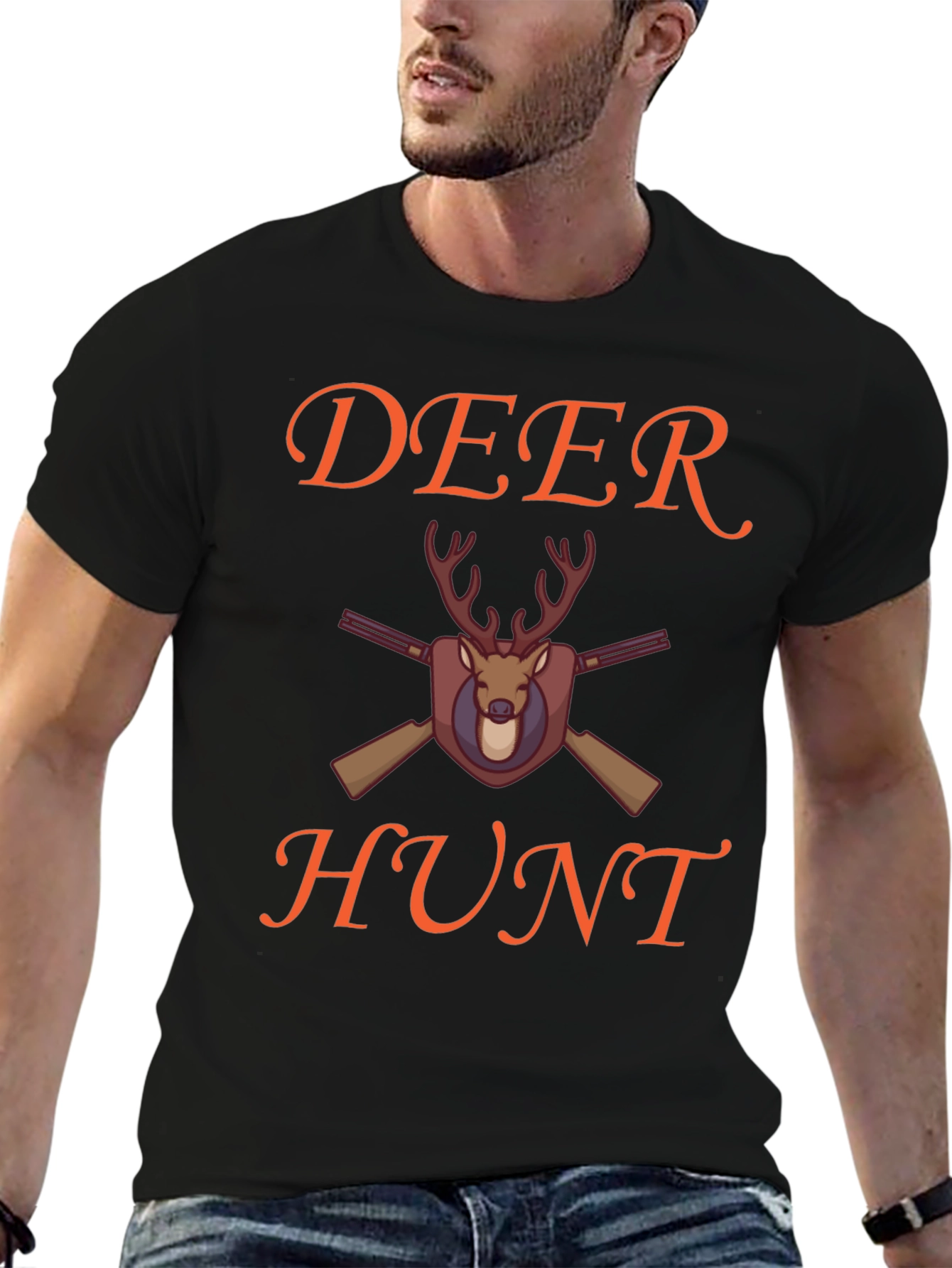 Black Deer Hunt T-Shirt - Black - Hunting Graphic Tee view 6