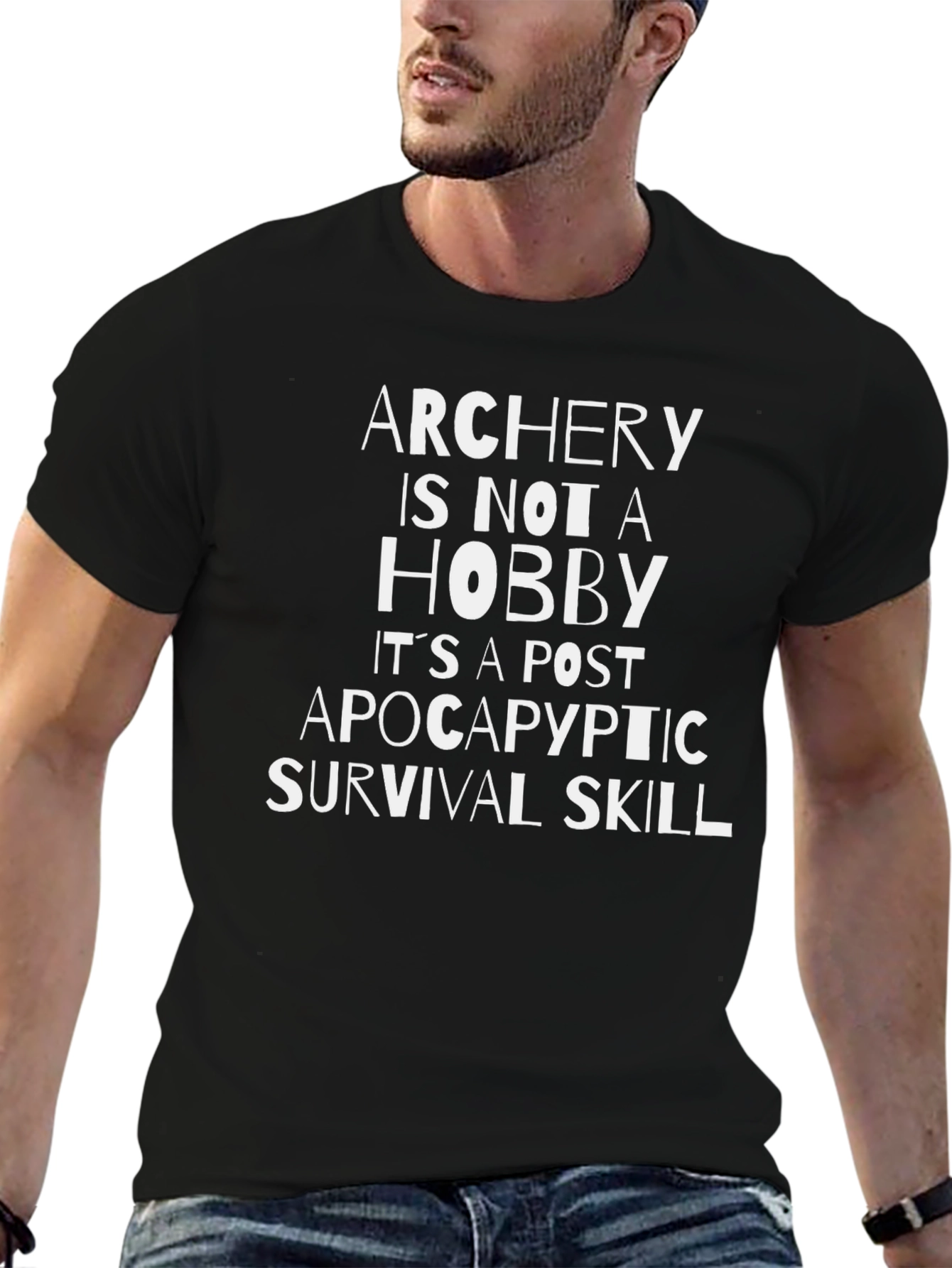 Black Archery Survival Skill T-Shirt view 6