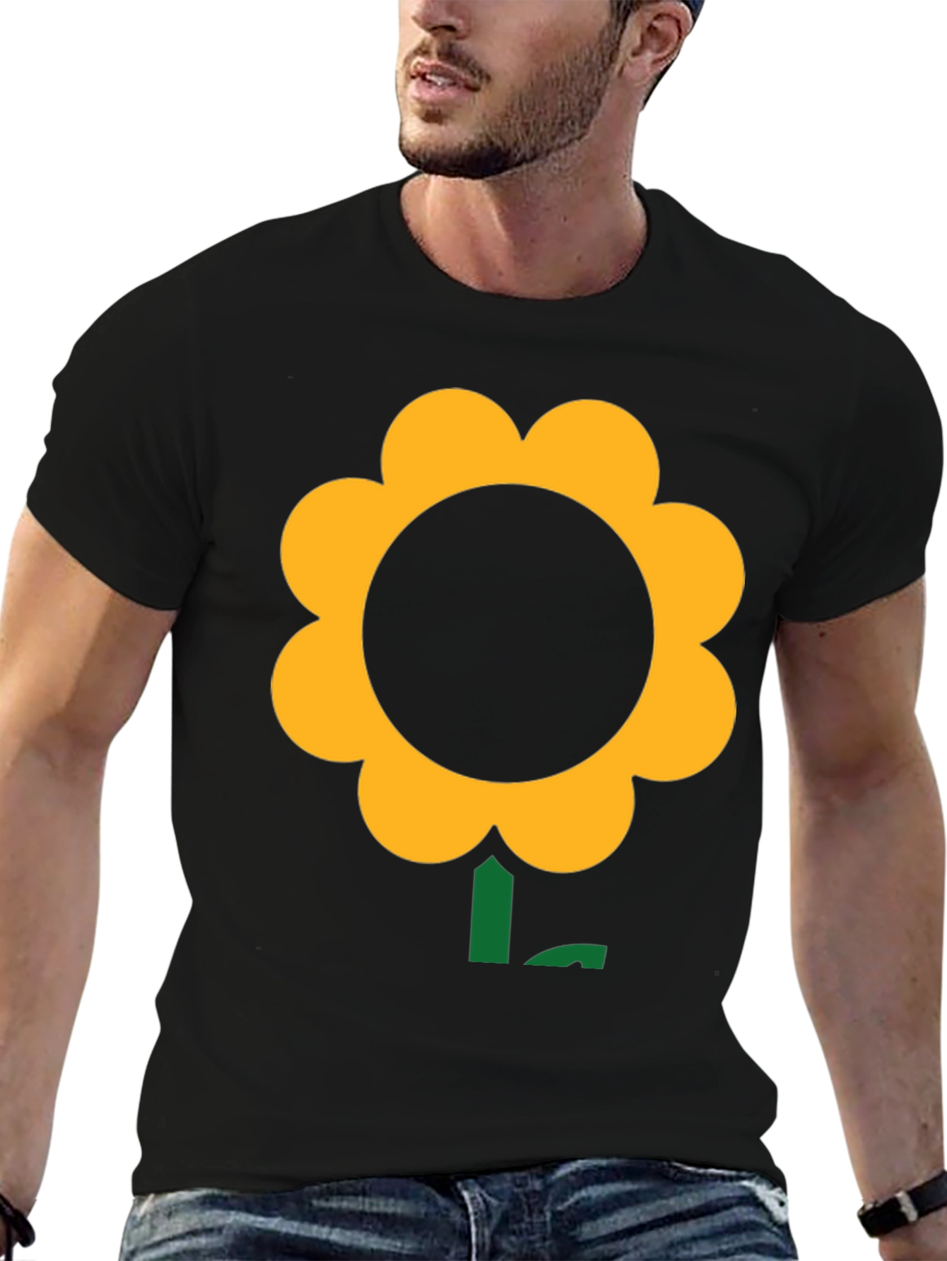 Black Black T-Shirt with Bold Flower Graphic view 6