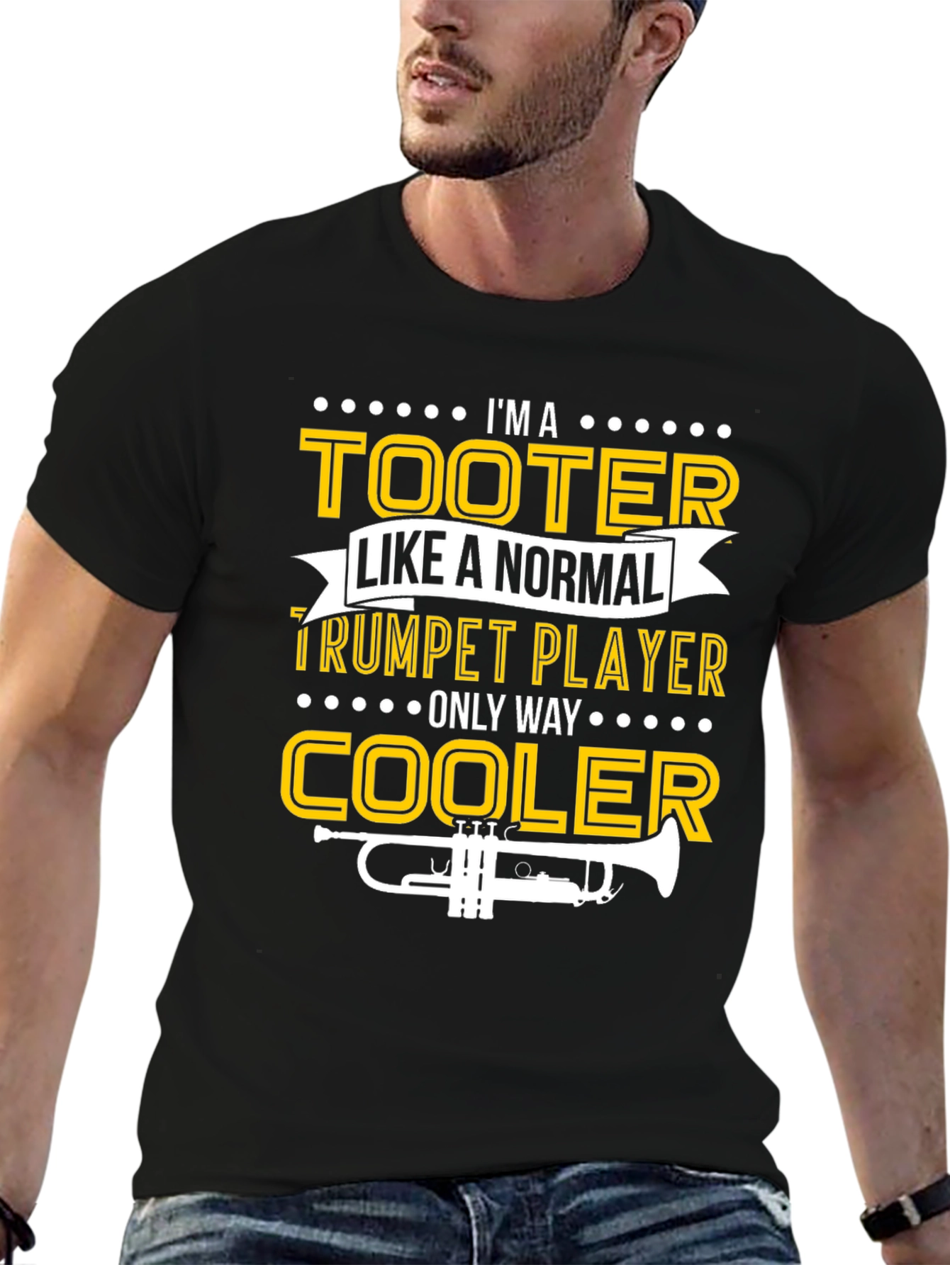 Black Trumpet Player T-Shirt - I'm A Tooter Only Way Cooler view 6