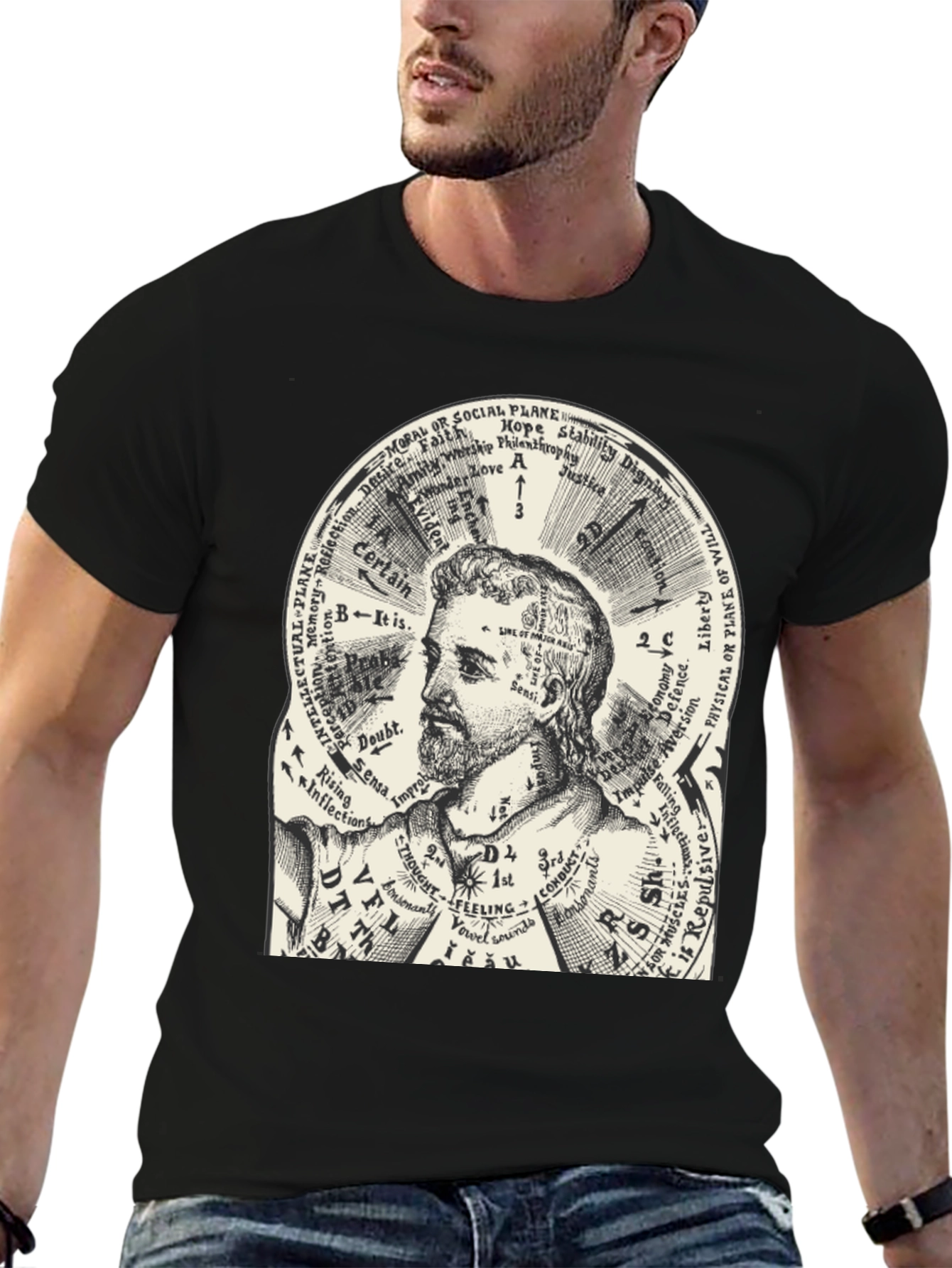 Black Vintage Anatomy Chart Graphic T-Shirt view 6