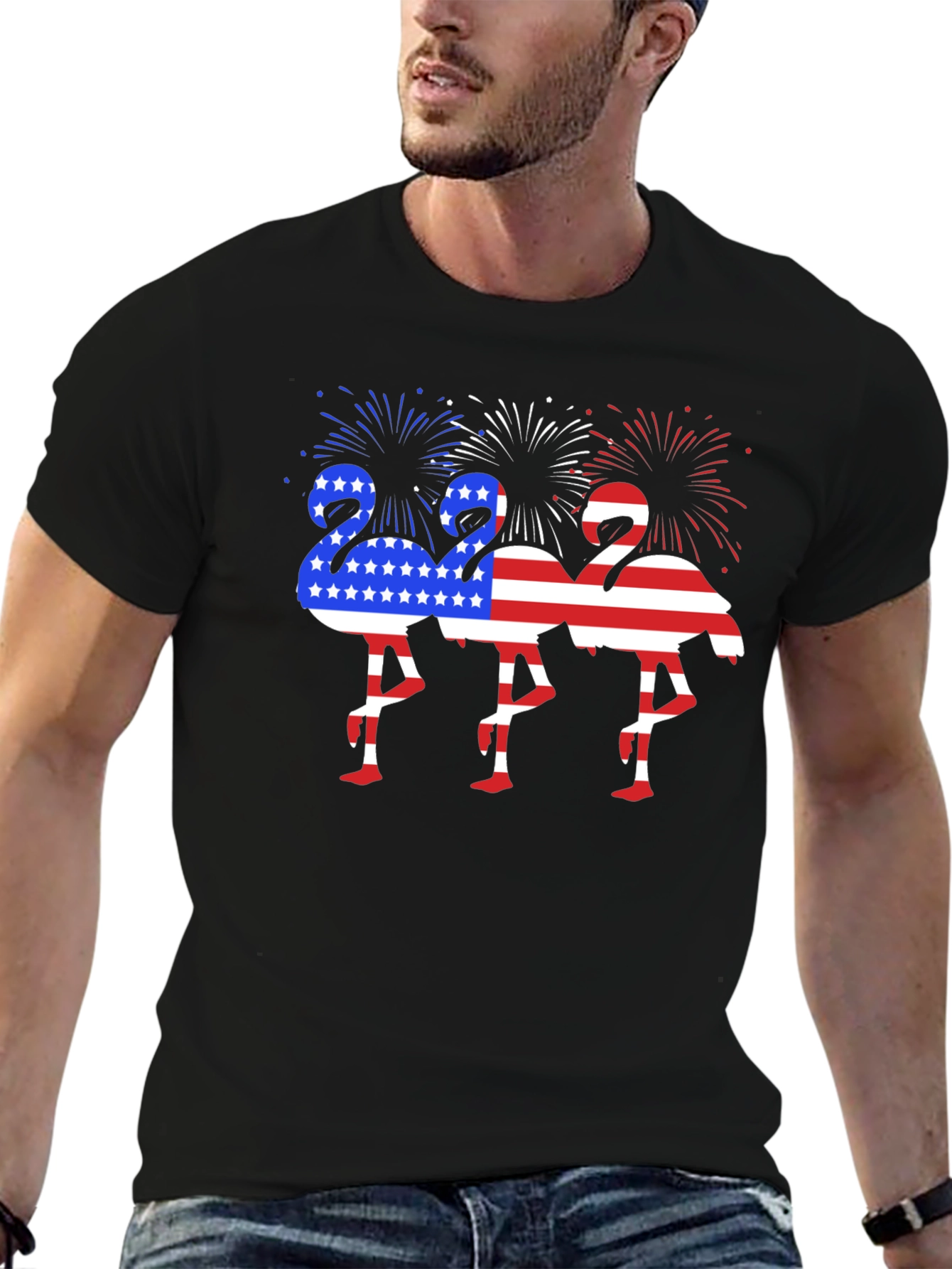 Black Patriotic Flamingo Graphic Tee view 6