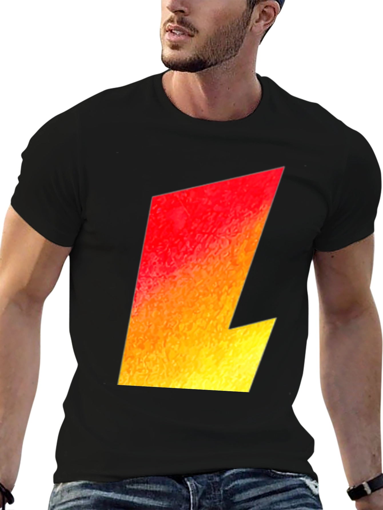 Black Flame Bolt Graphic Tee - Bold Statement Shirt view 6