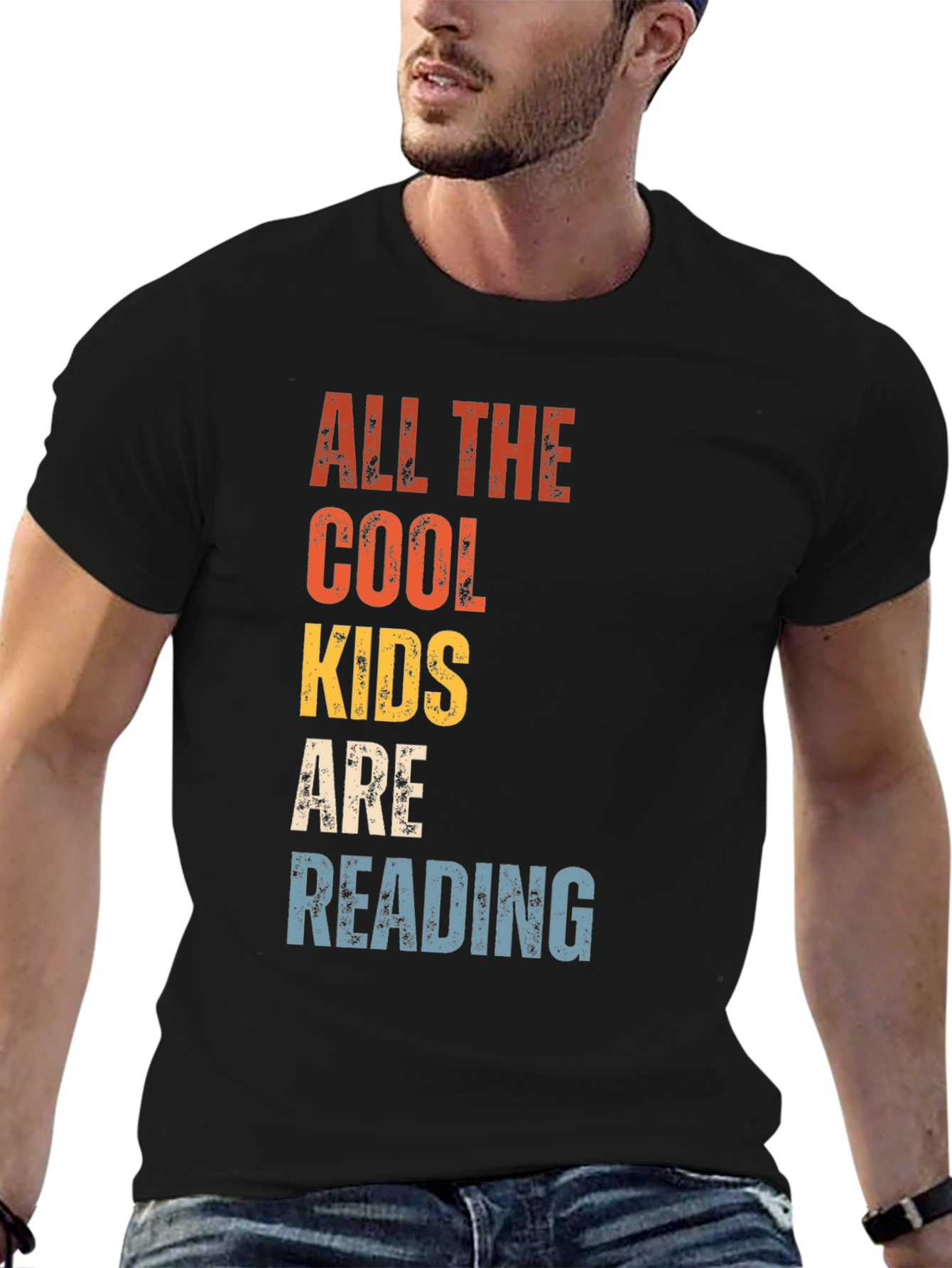 Black Cool Kids Reading T-Shirt - Retro Style view 6