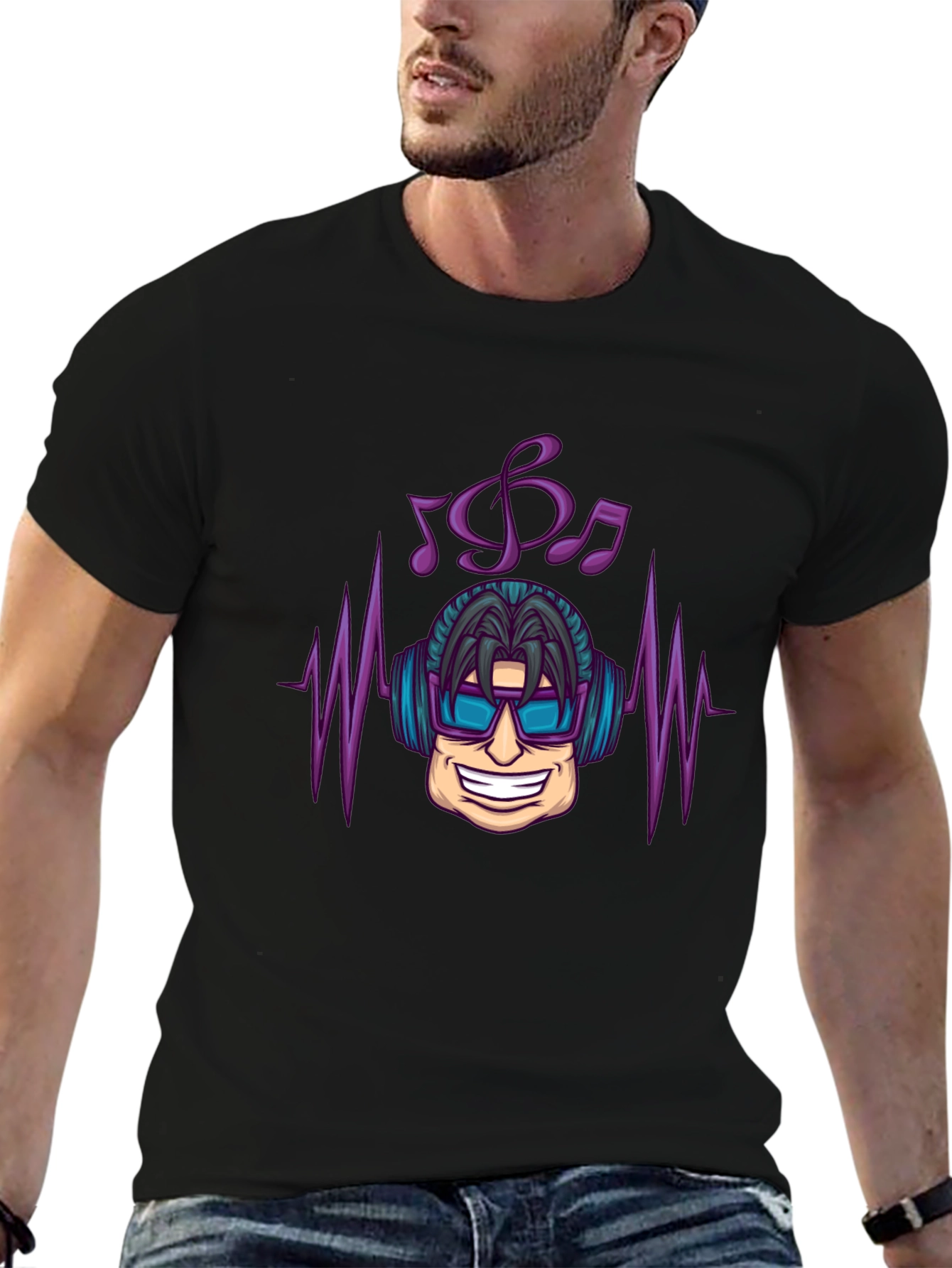 Black Cool DJ Graphic Black T-Shirt view 6
