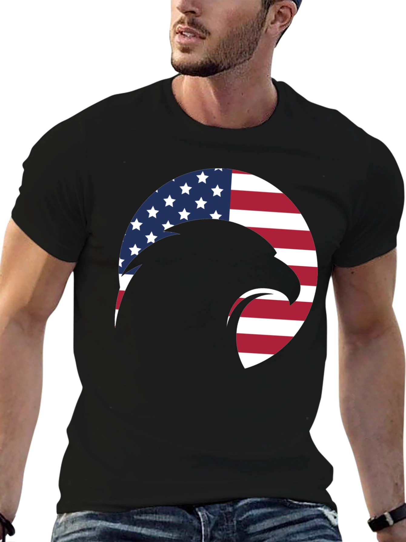 Black American Eagle Graphic T-Shirt - Patriotic Style view 6